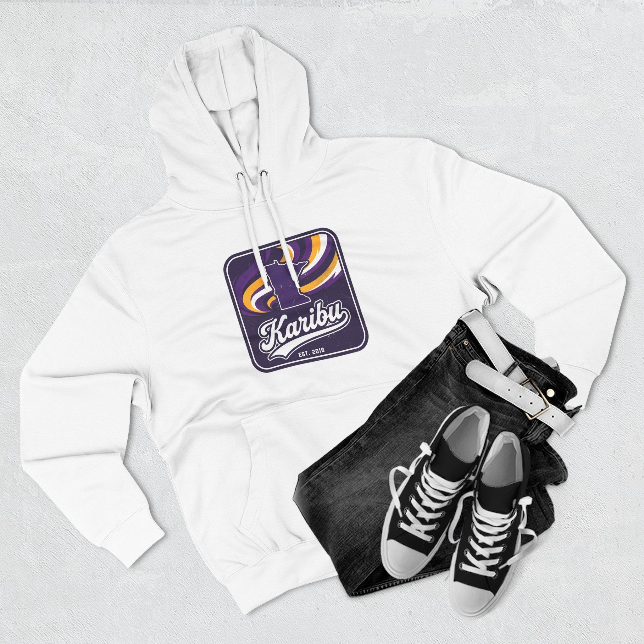 Hoodie - Karibu Retro Wave Logo Fleece Hoodie