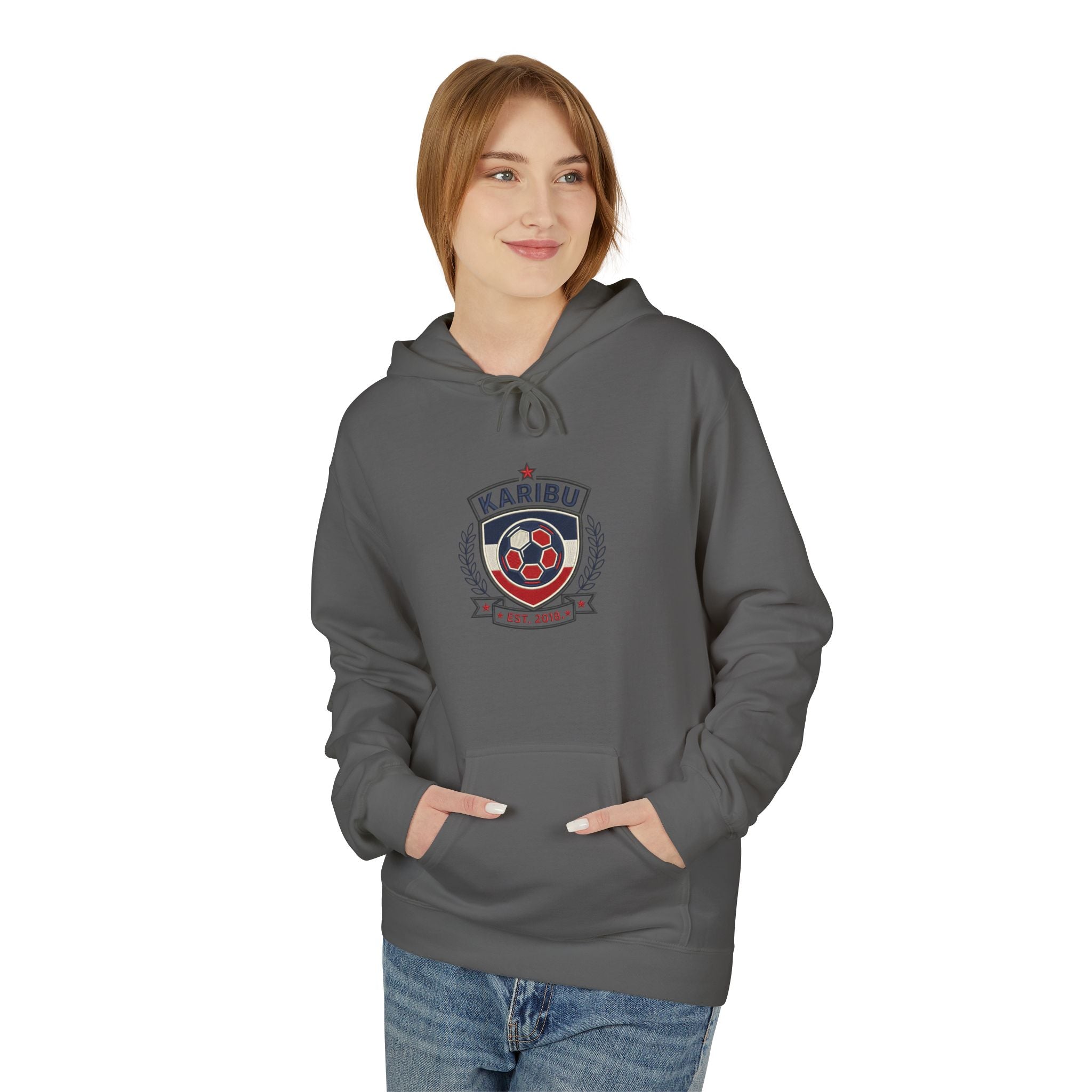 Karibu Crest Hoodie — African Welcome Emblem Pullover