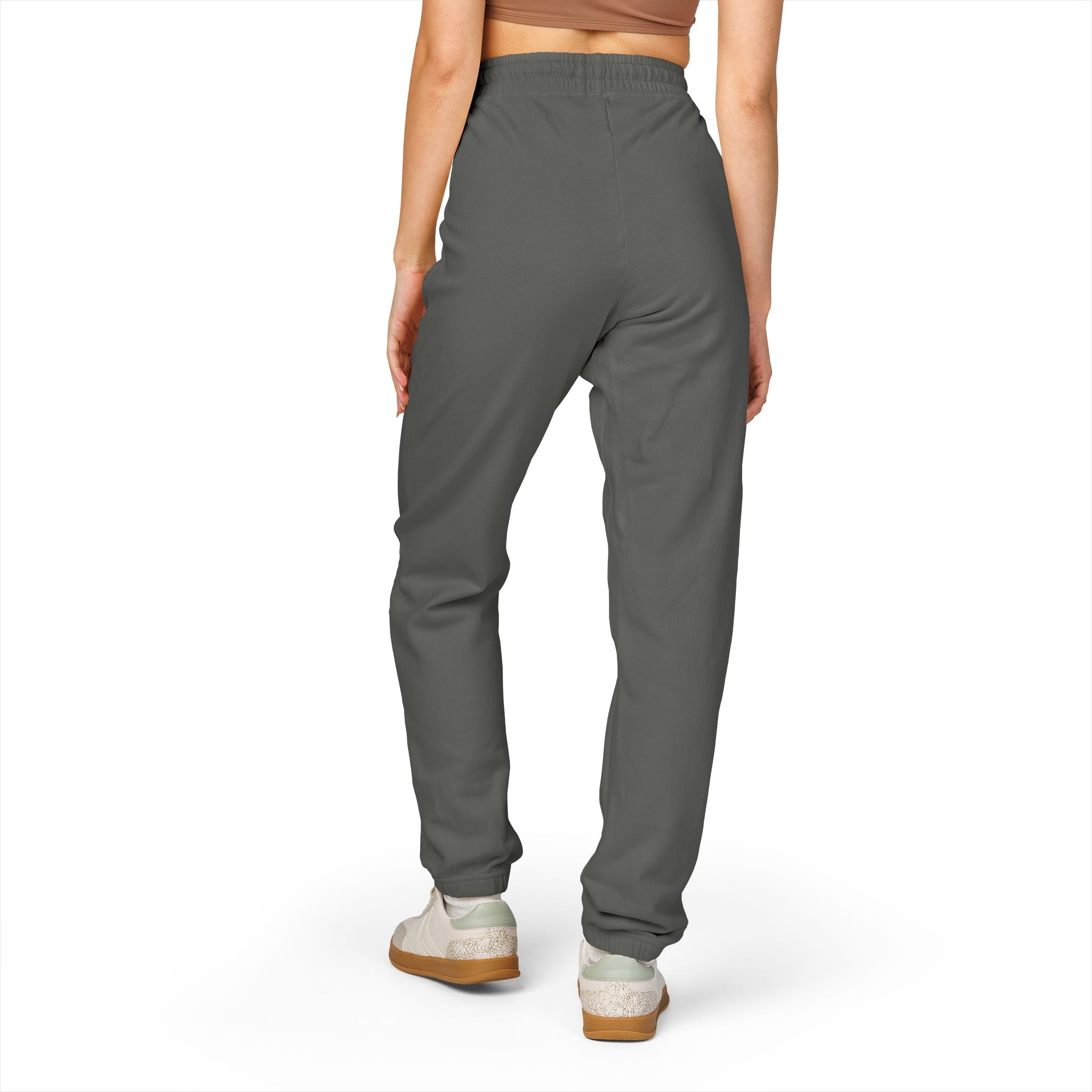 Vintage Army Green Sweatpants with Distressed Stars & Shield Patch