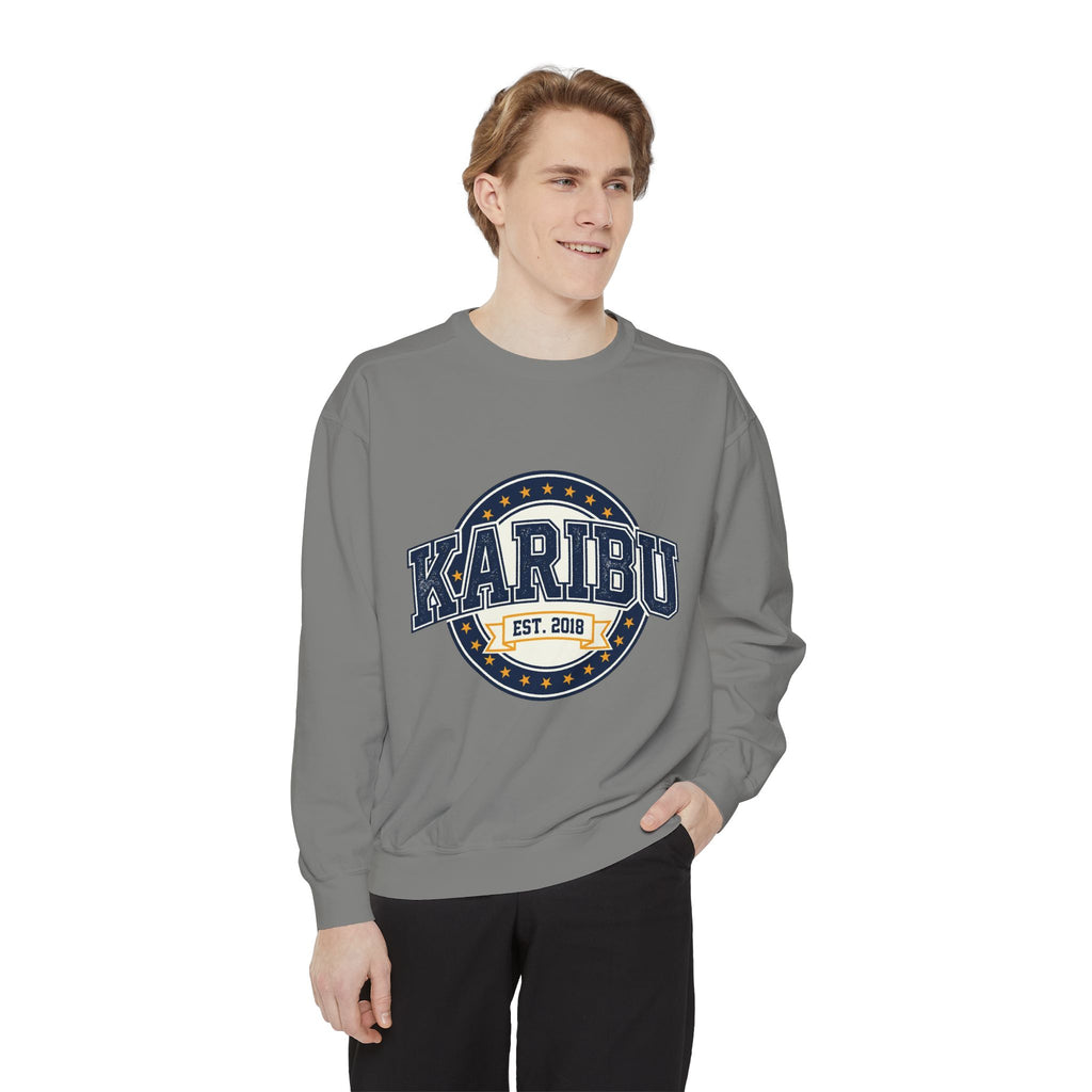 Karibu Crewneck Sweatshirt – Vintage Collegiate Est. 2018 Garment-Dyed Pullover