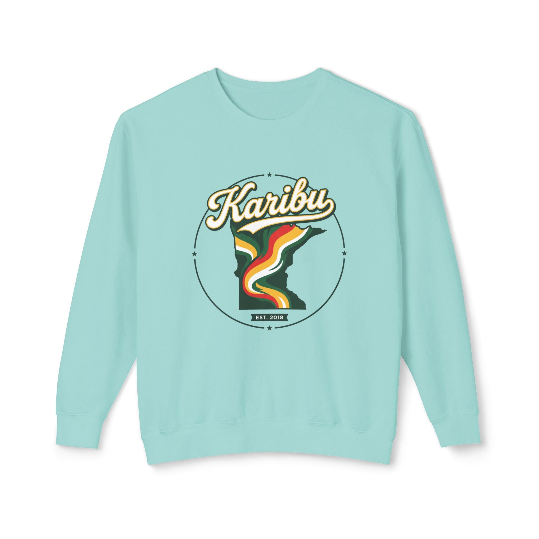 Karibu Minnesota Crewneck Sweatshirt — Retro State Map Graphic