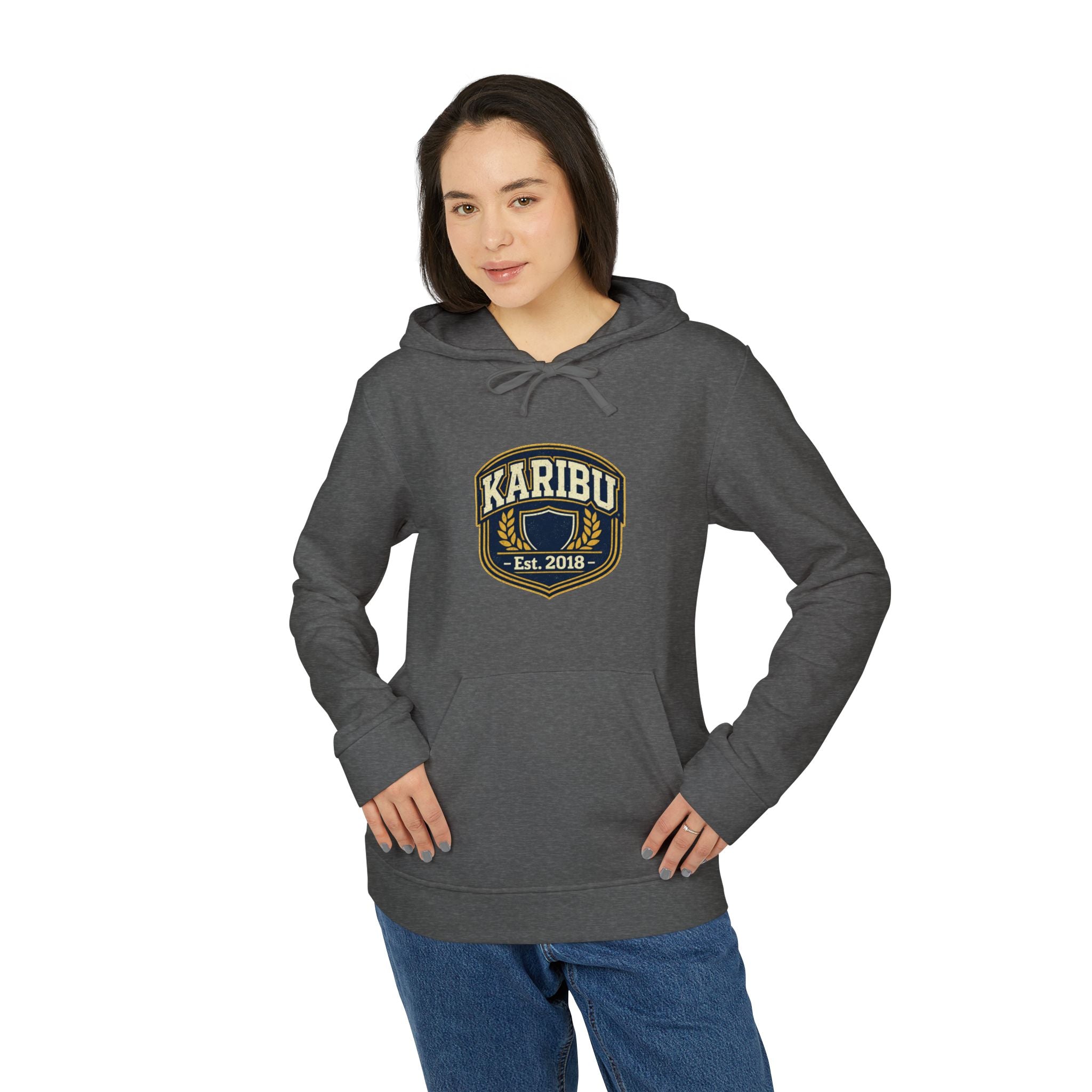 Karibu Est. 2018 Hoodie – Retro Patch Logo Fleece Hoodie