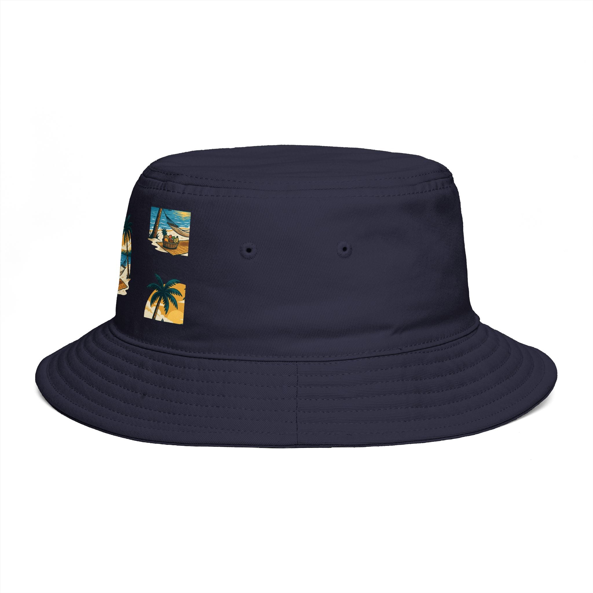 Tropical Palm Bucket Hat — Vintage Beach Sunset Design