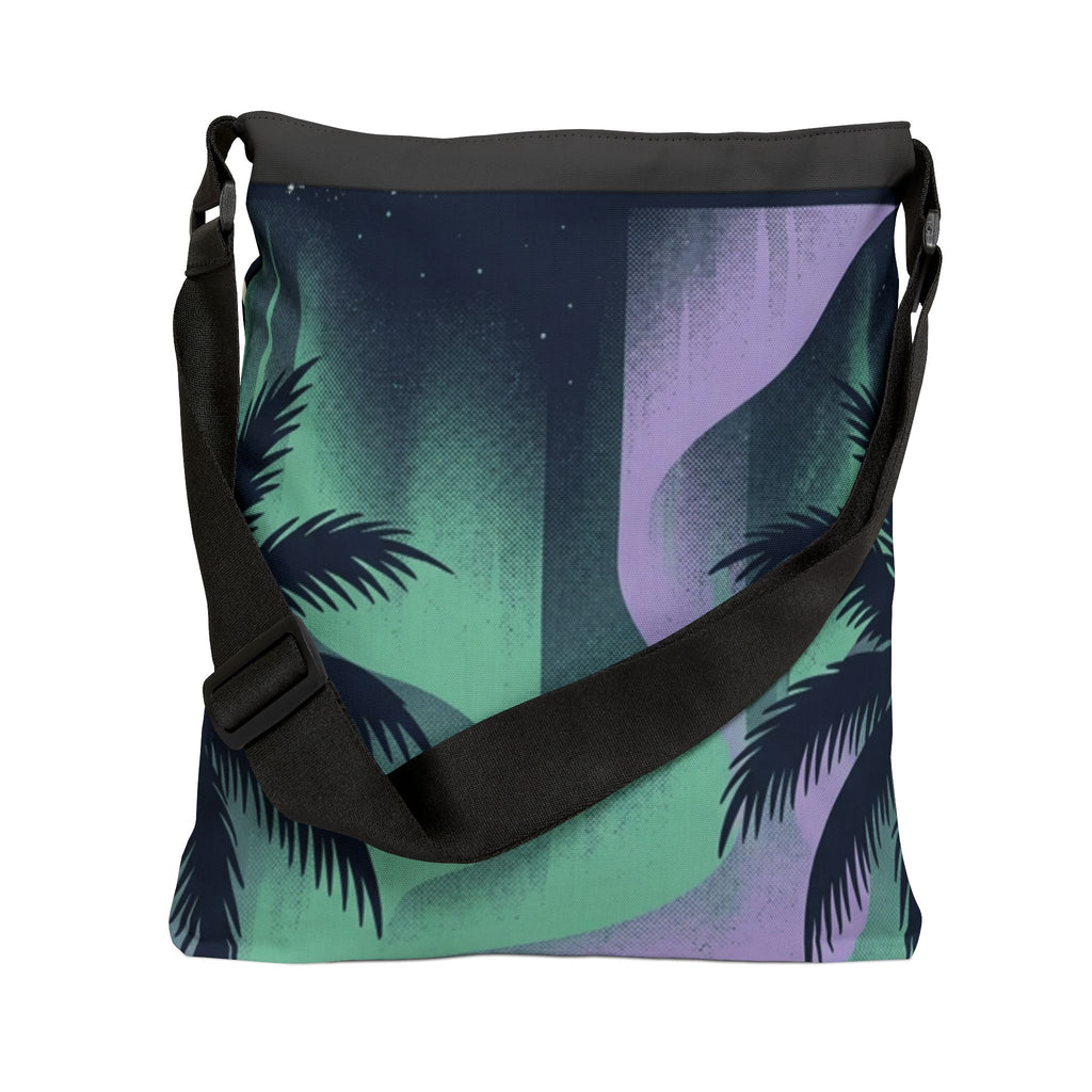Aurora Palm Beach Tote — Adjustable Tropical Northern Lights Beach Bag