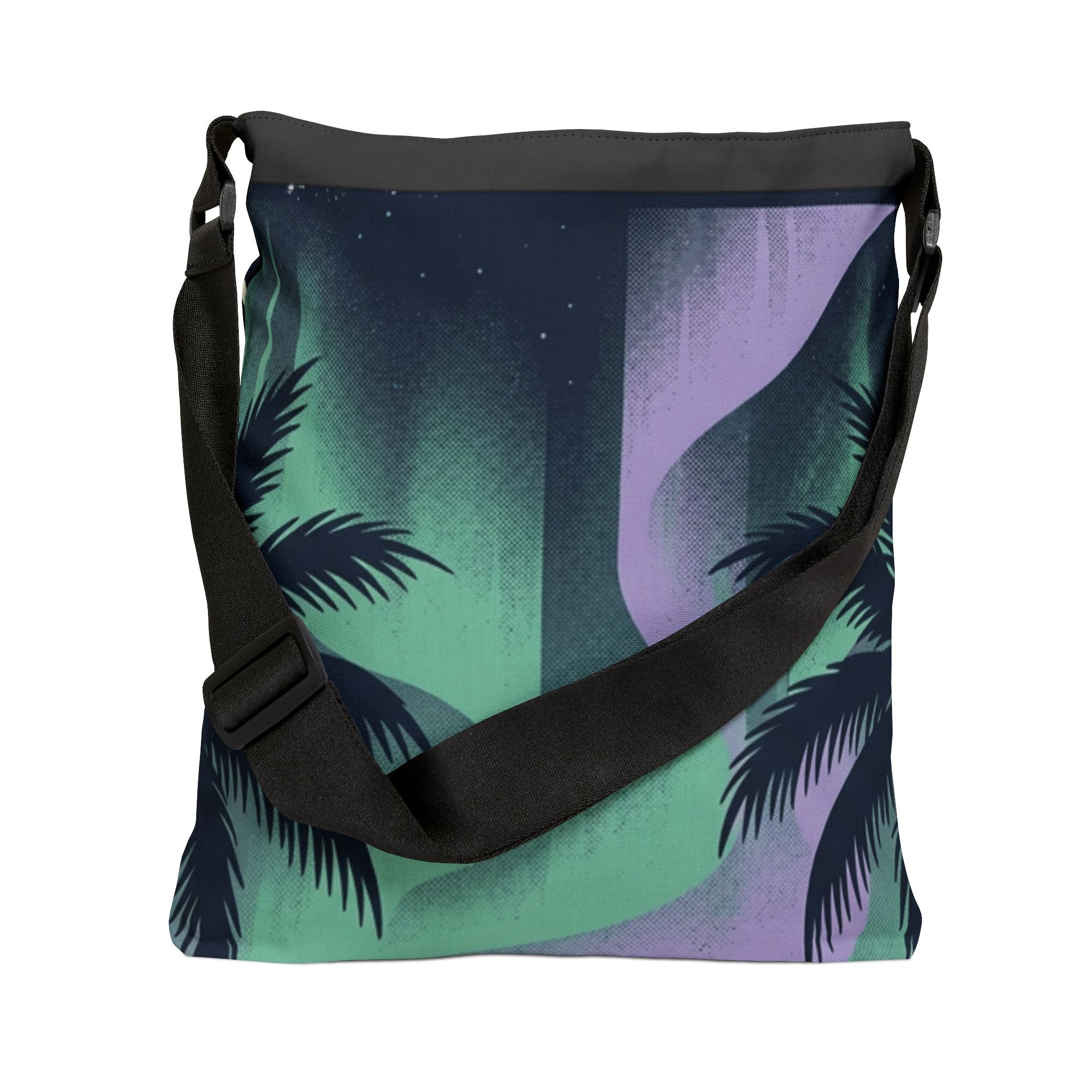 Aurora Palm Beach Tote — Adjustable Tropical Northern Lights Beach Bag