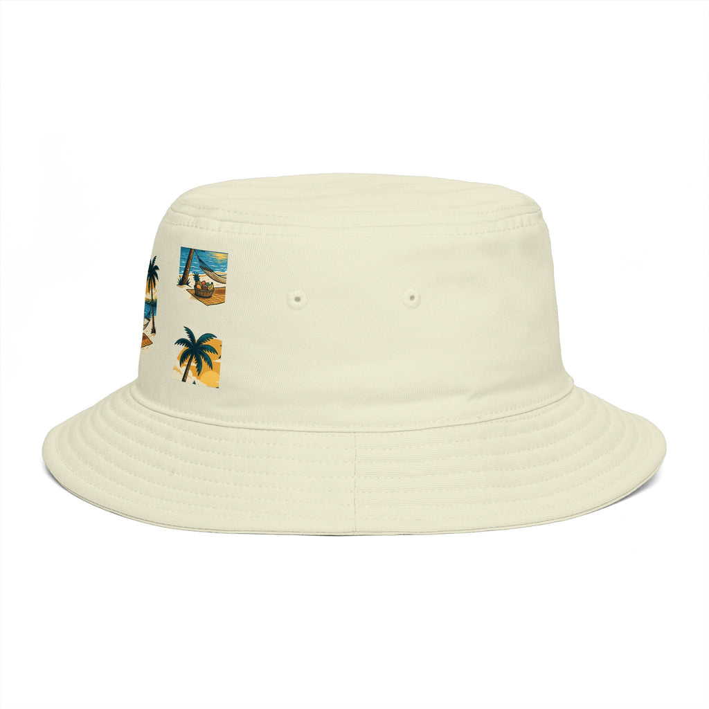 Tropical Palm Bucket Hat — Vintage Beach Sunset Design