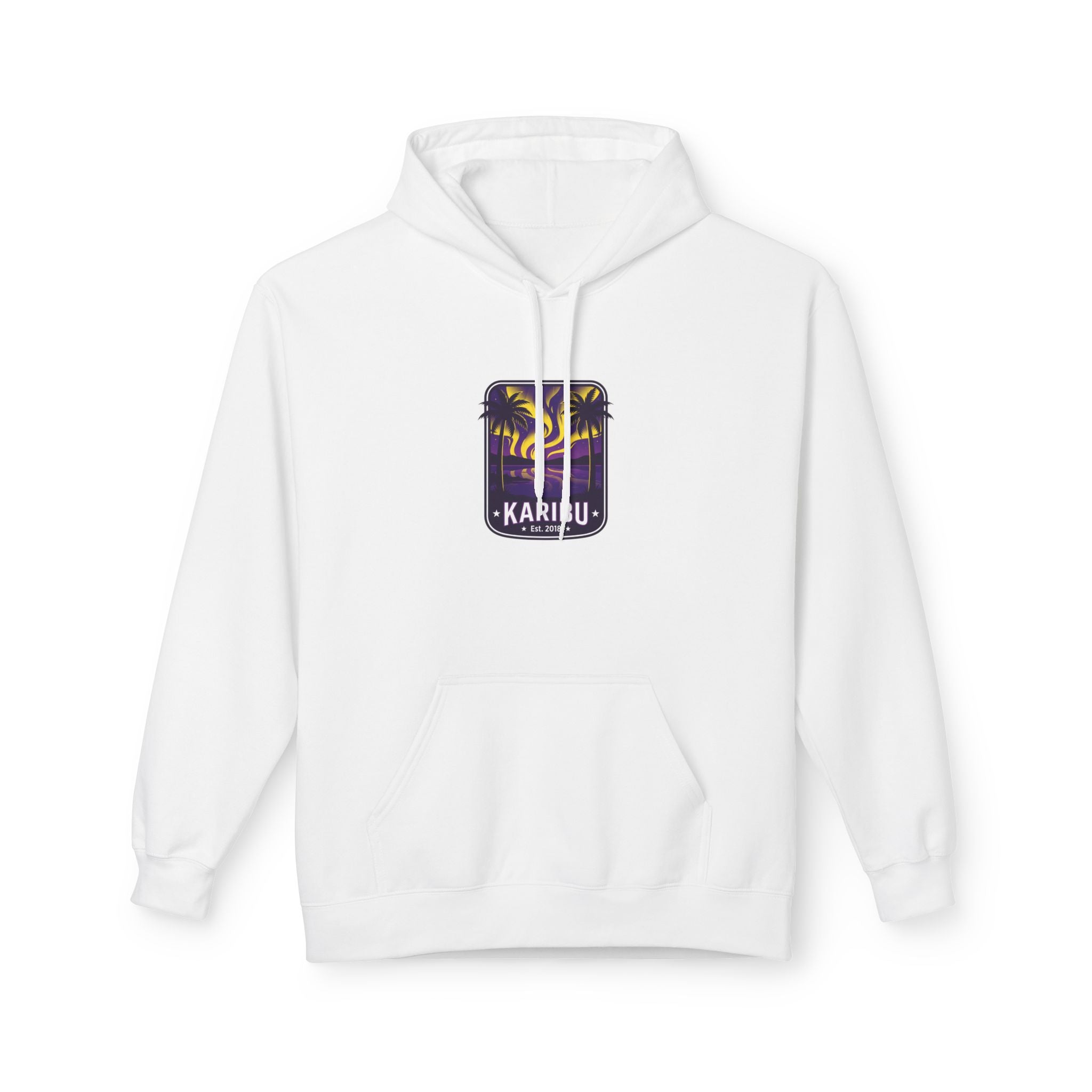 Karibu Tropical Sunset Hoodie — Beach Vacation Palm Tree Sweatshirt
