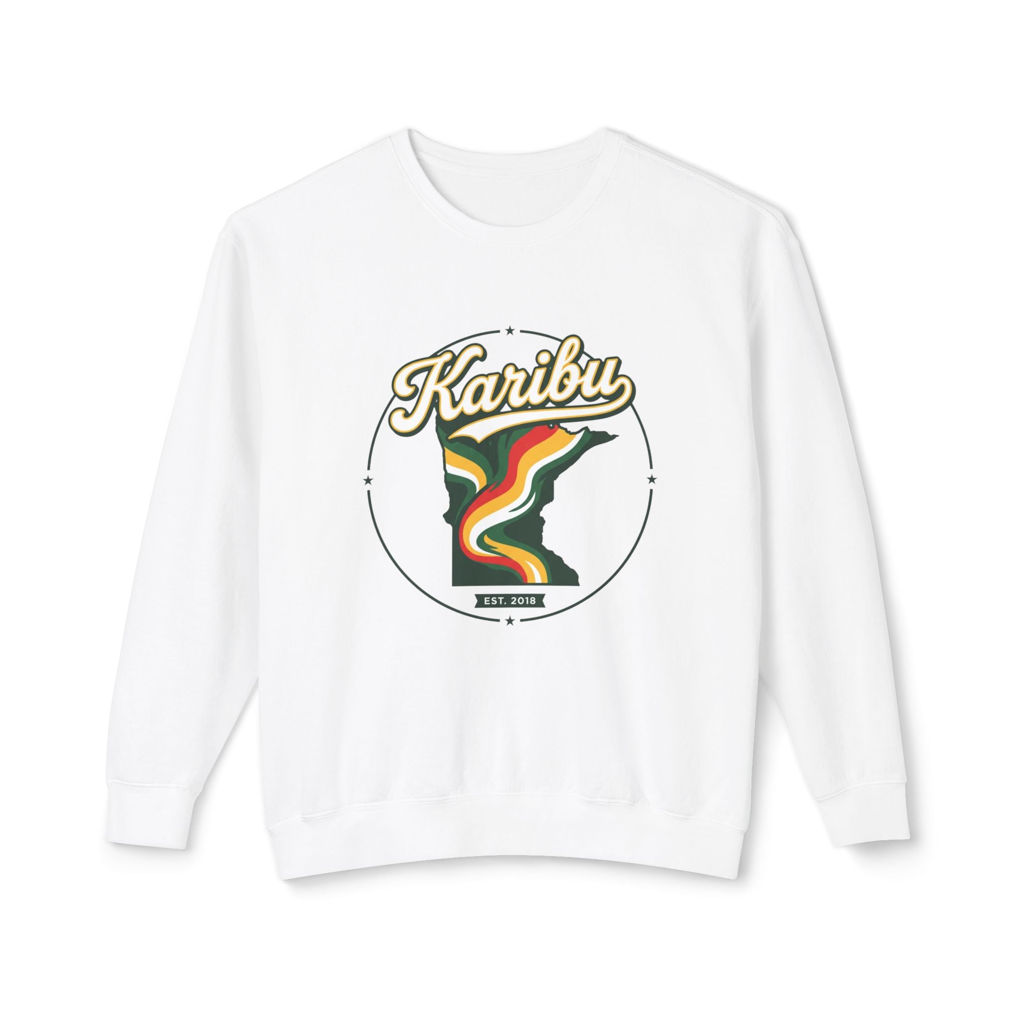 Karibu Minnesota Crewneck Sweatshirt — Retro State Map Graphic