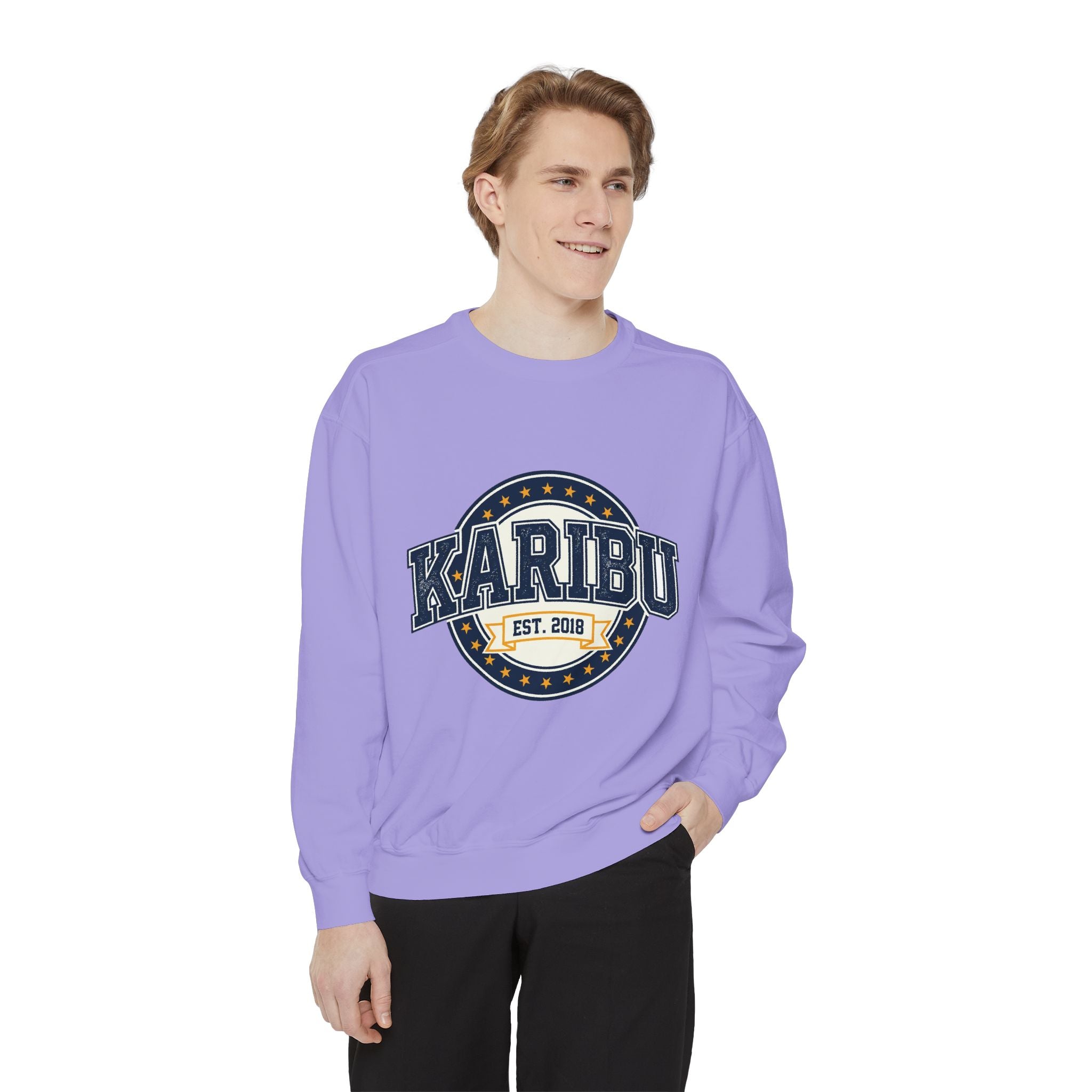 Karibu Crewneck Sweatshirt – Vintage Collegiate Est. 2018 Garment-Dyed Pullover