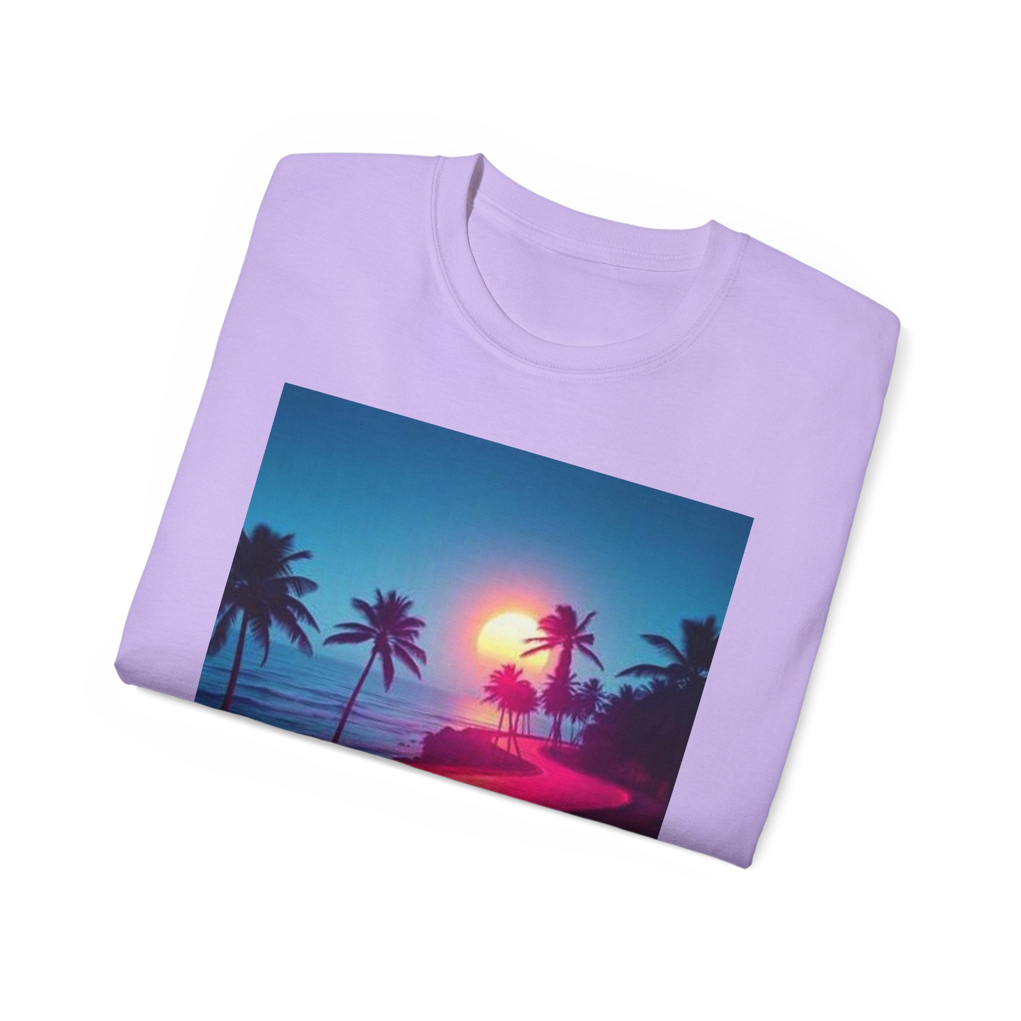 Retro Sunset Road T-Shirt — Neon Palm Beach Vibe