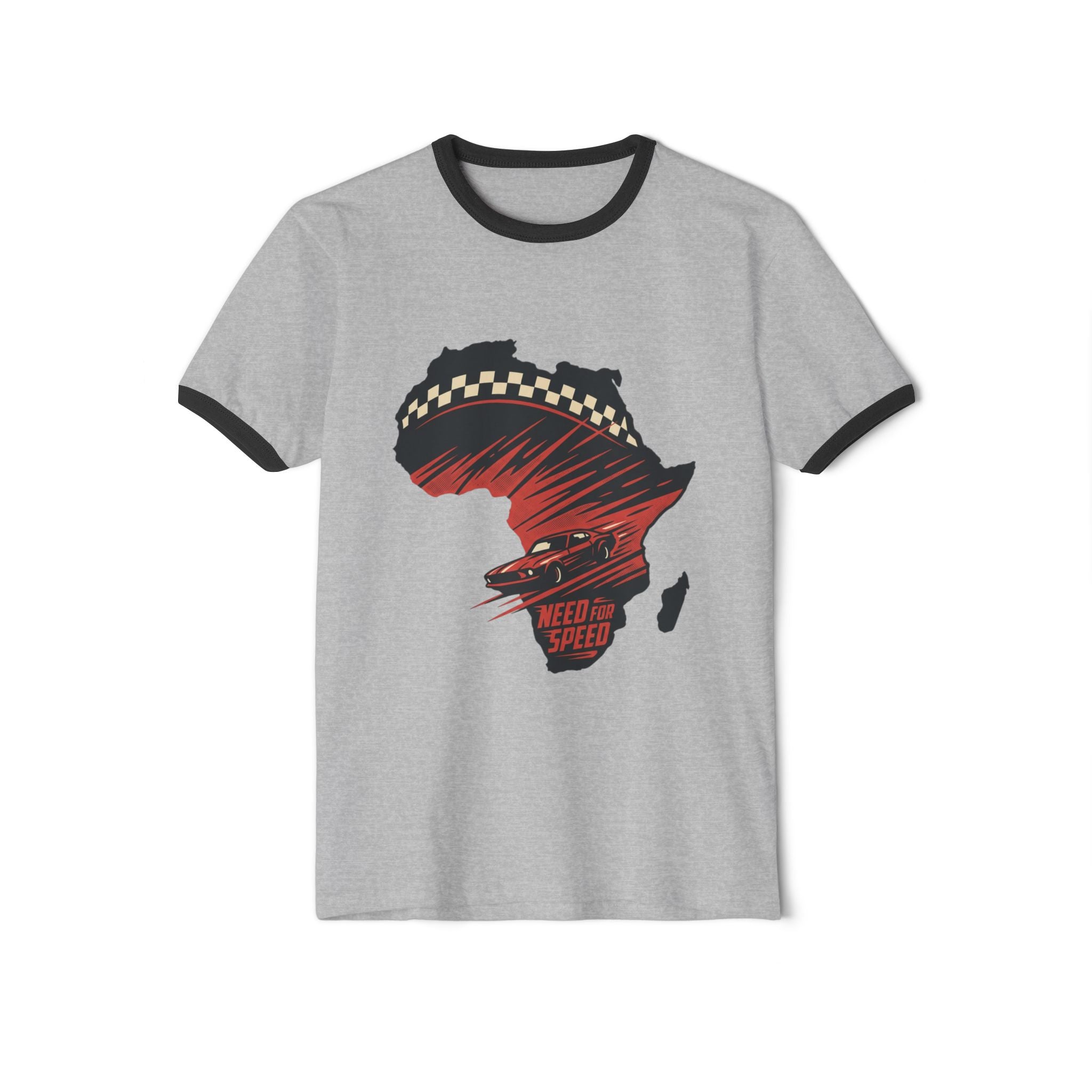 Africa Racing Graphic Ringer Tee — "Need for Speed" Vintage Motorsport T-Shirt