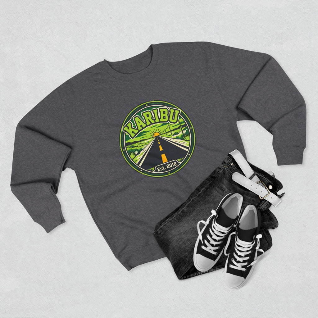Karibu Roadtrip Crewneck Sweatshirt — Vintage Adventure Travel Graphic