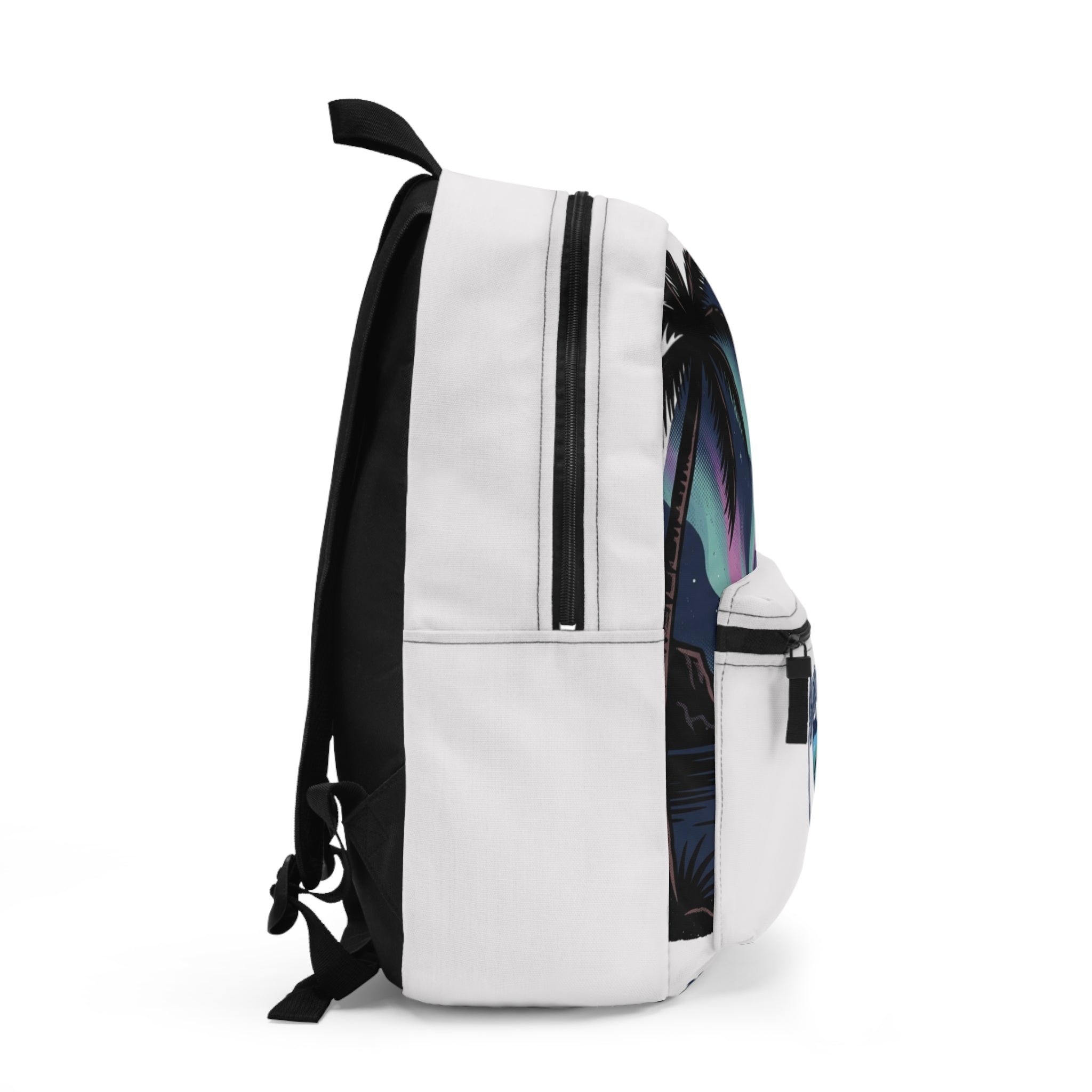 Tropical Northern Lights Backpack — Palm Tree Aurora Print Travel Backpack