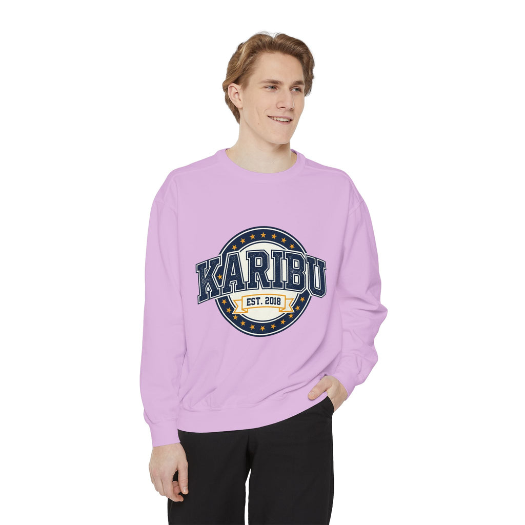 Karibu Crewneck Sweatshirt – Vintage Collegiate Est. 2018 Garment-Dyed Pullover