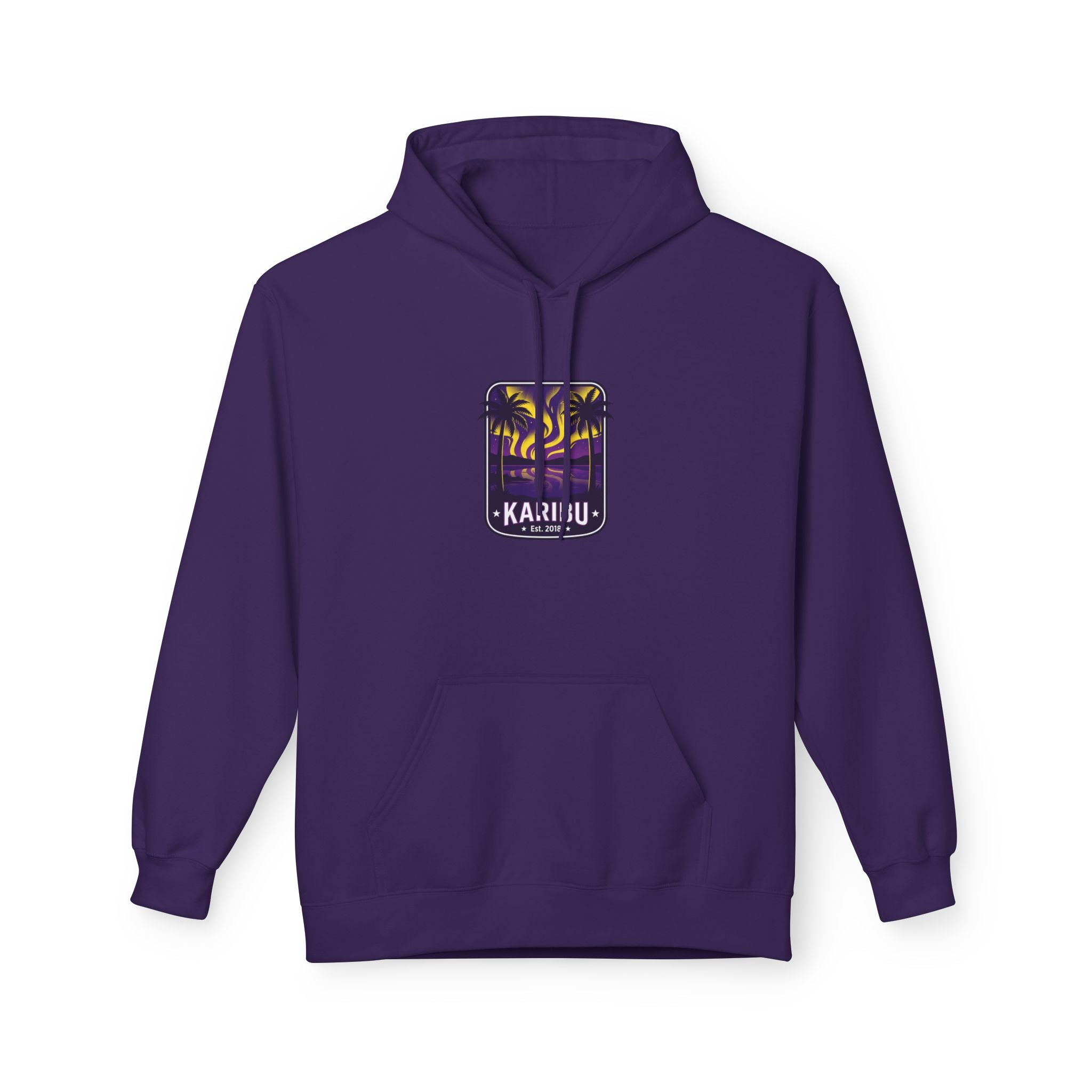Karibu Tropical Sunset Hoodie — Beach Vacation Palm Tree Sweatshirt