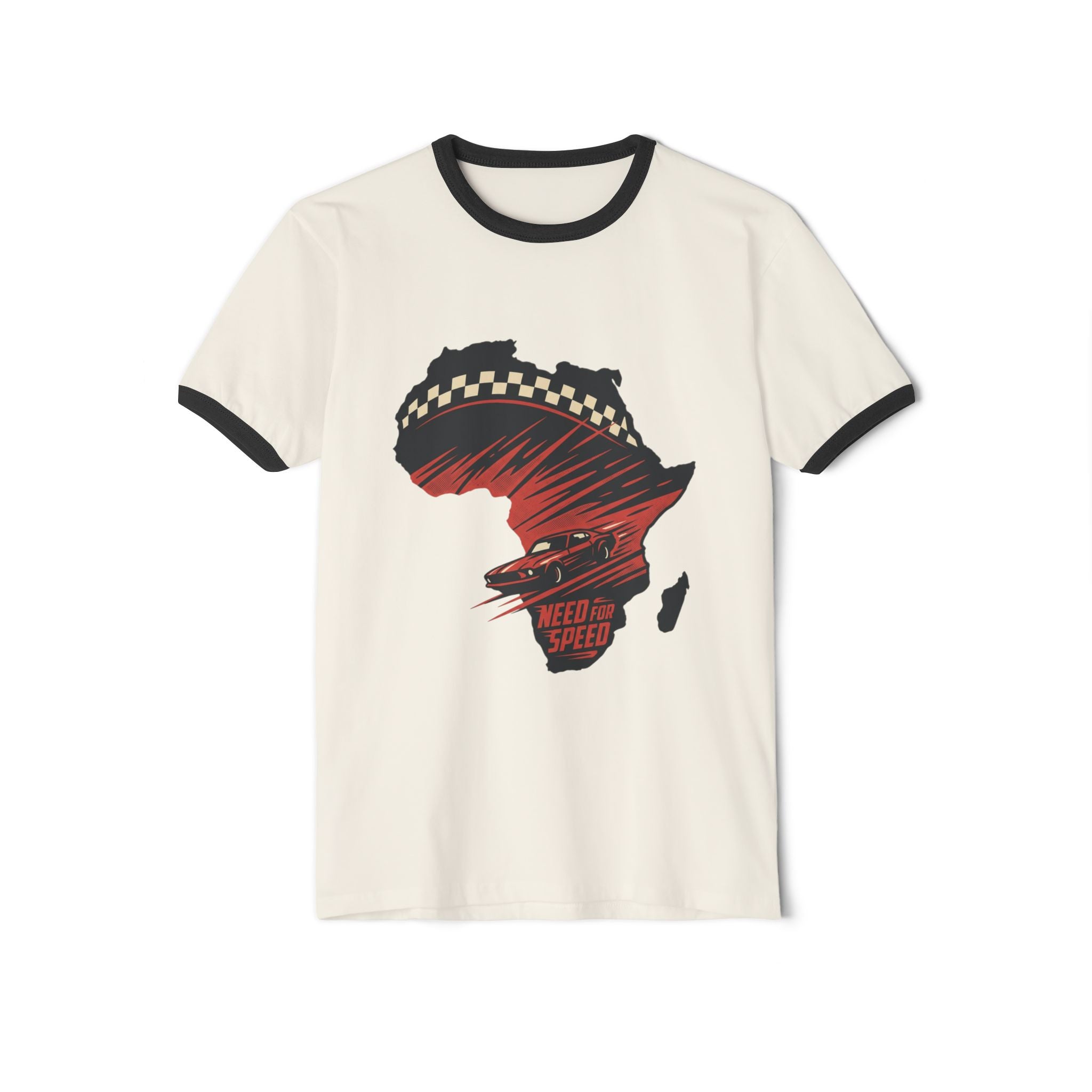 Africa Racing Graphic Ringer Tee — "Need for Speed" Vintage Motorsport T-Shirt