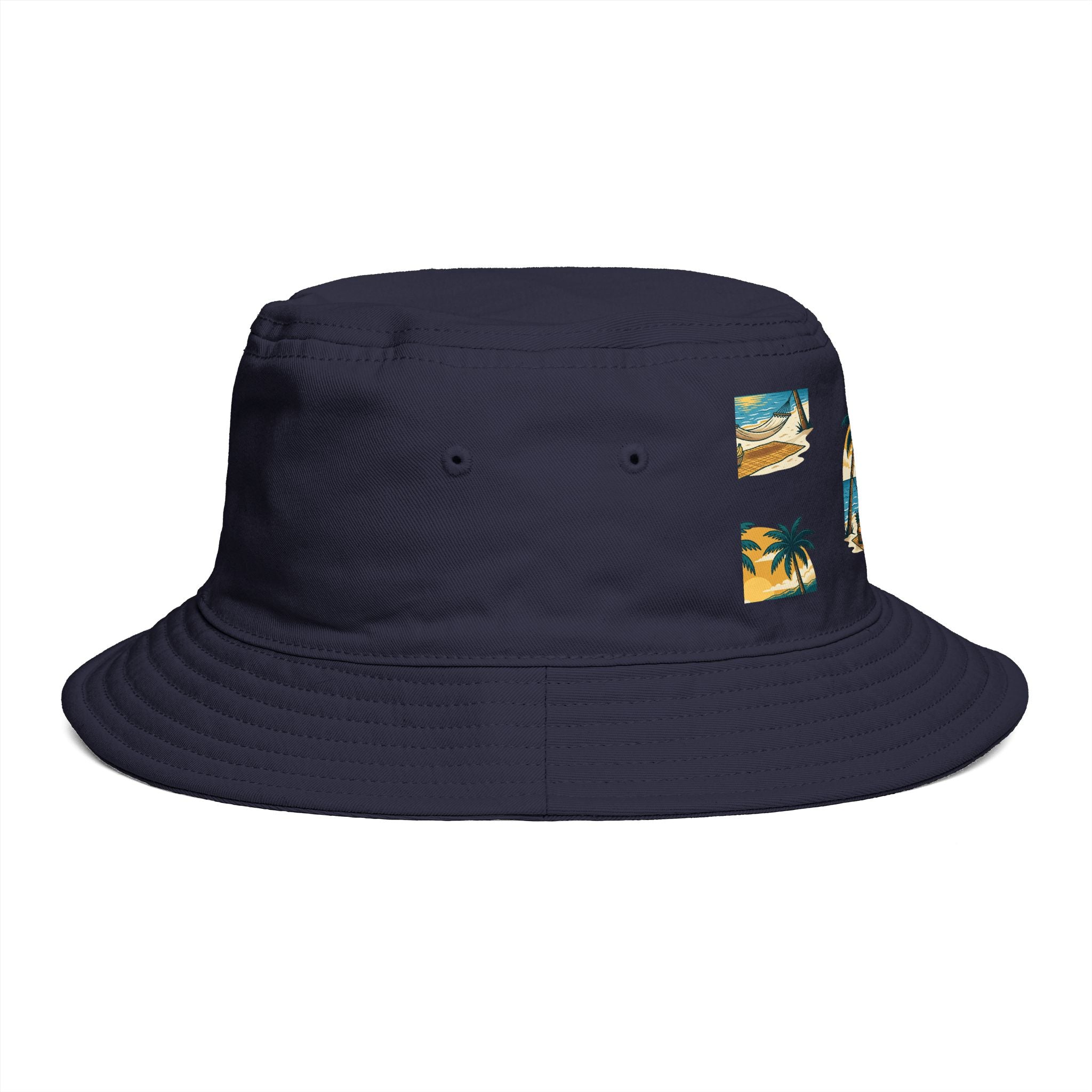 Tropical Palm Bucket Hat — Vintage Beach Sunset Design