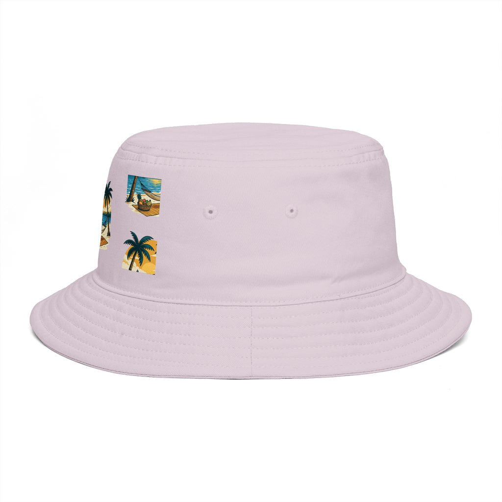 Tropical Palm Bucket Hat — Vintage Beach Sunset Design