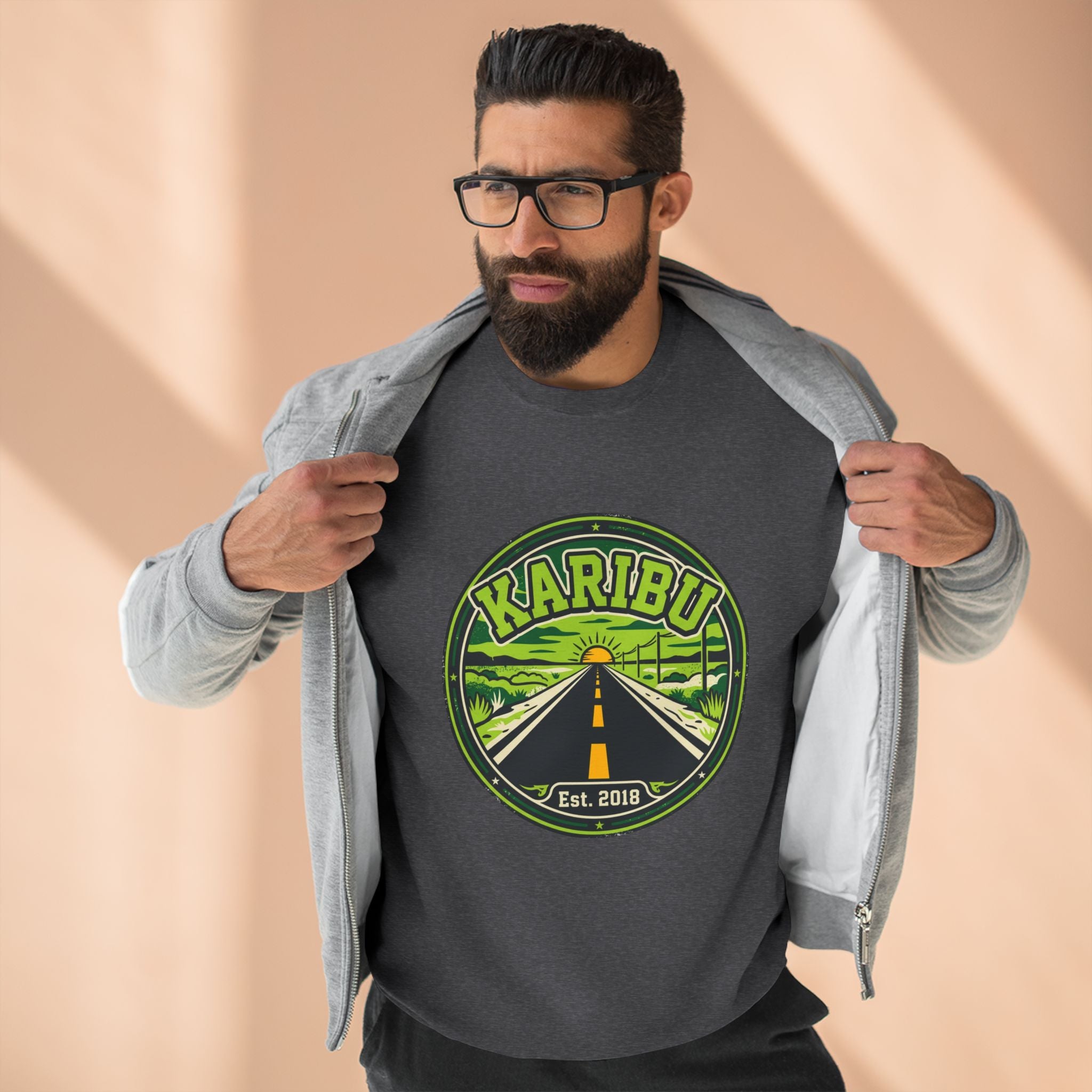 Karibu Roadtrip Crewneck Sweatshirt — Vintage Adventure Travel Graphic