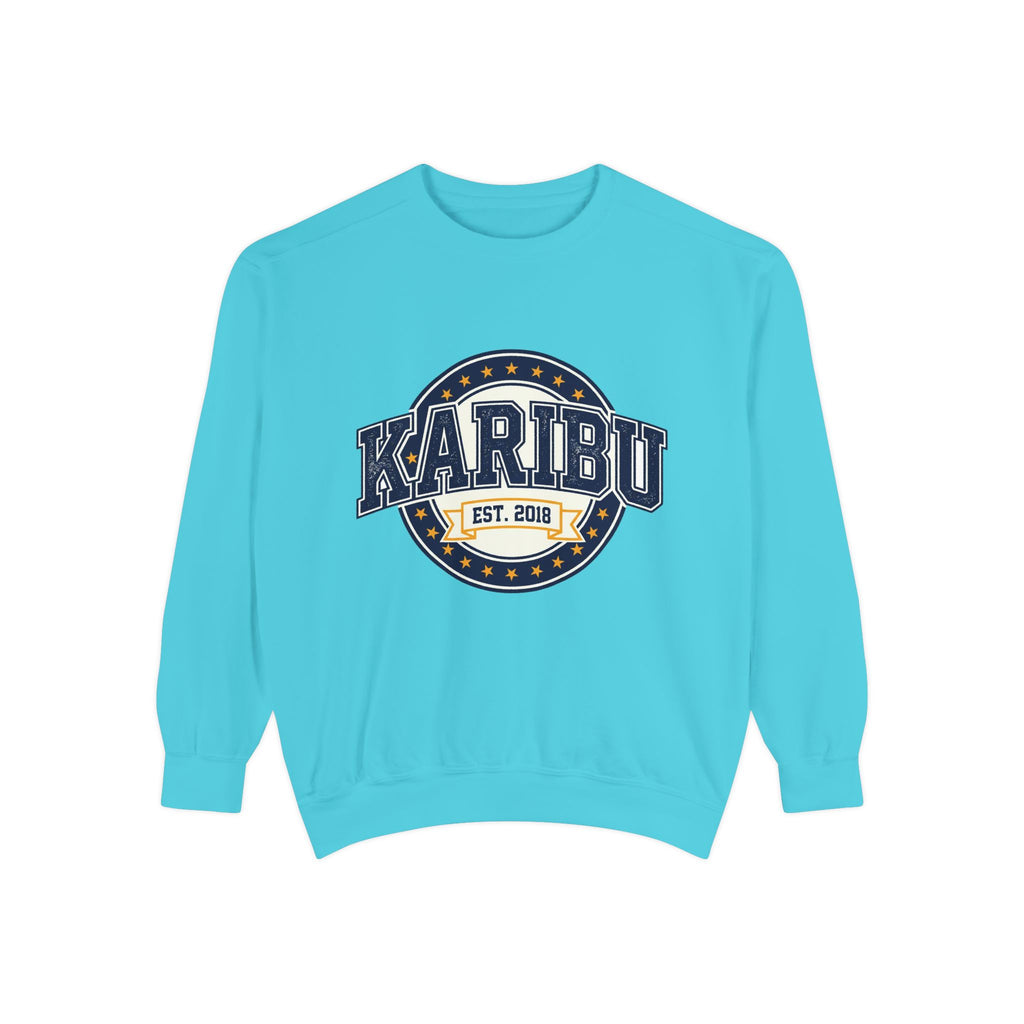 Karibu Crewneck Sweatshirt – Vintage Collegiate Est. 2018 Garment-Dyed Pullover