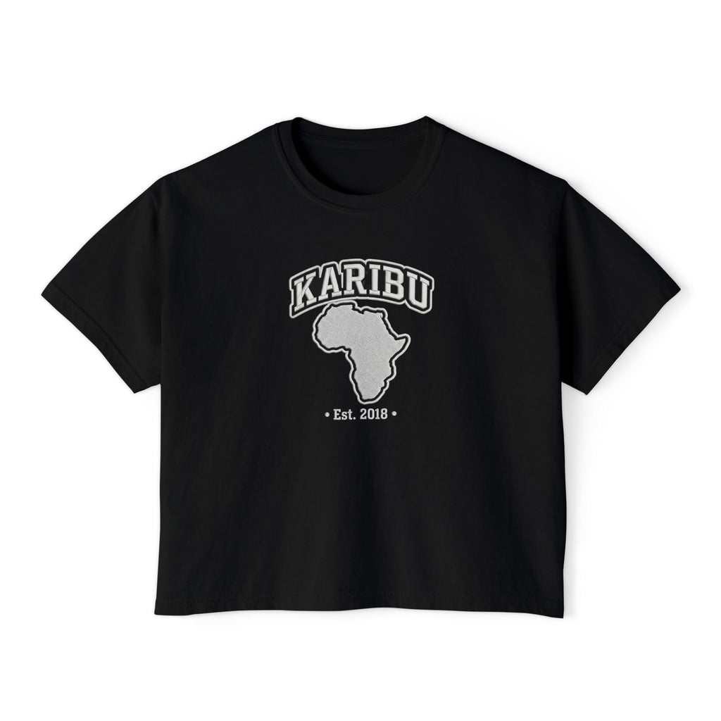 Karibu Africa Boxy Tee – Women's Graphic T-Shirt (Est. 2018)