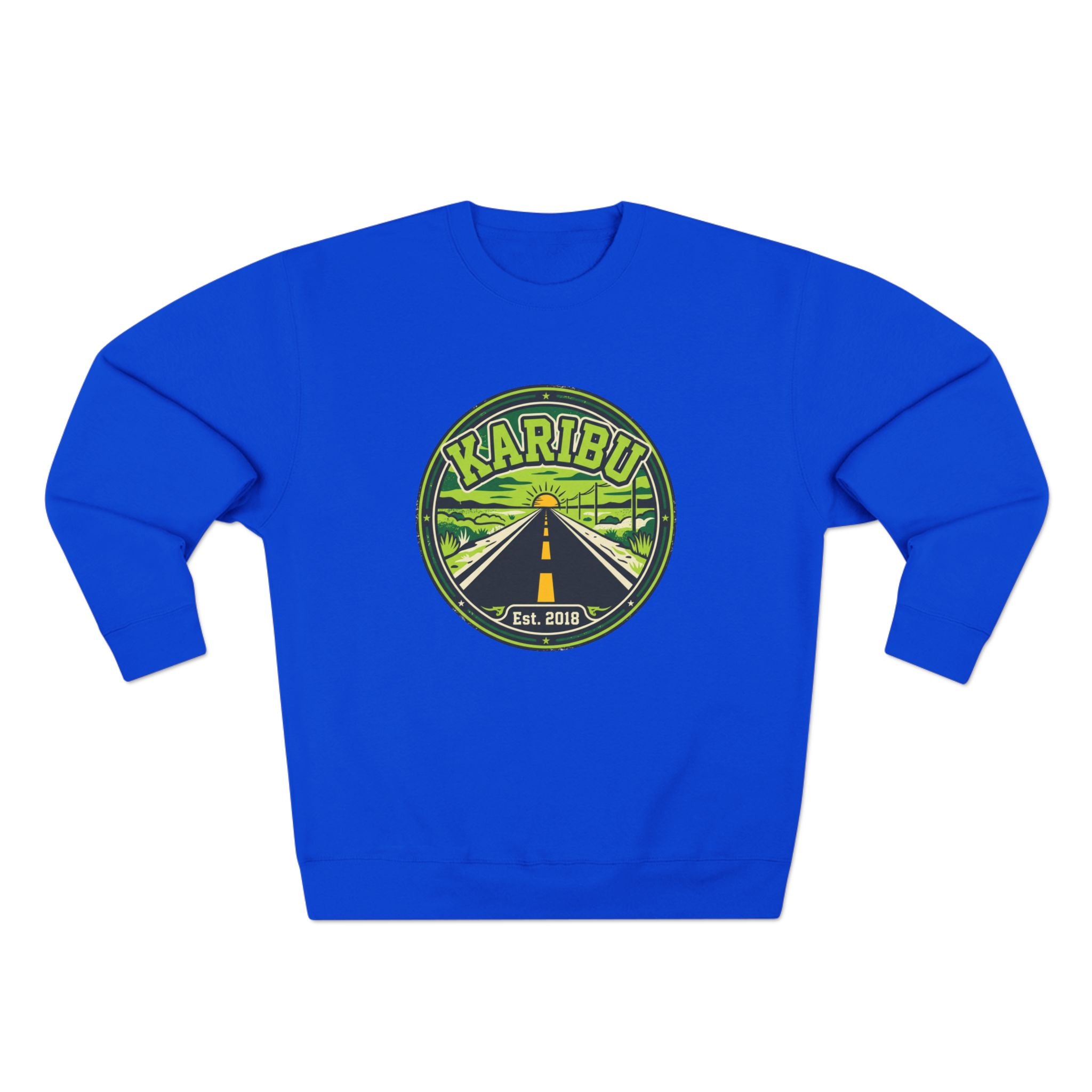 Karibu Roadtrip Crewneck Sweatshirt — Vintage Adventure Travel Graphic