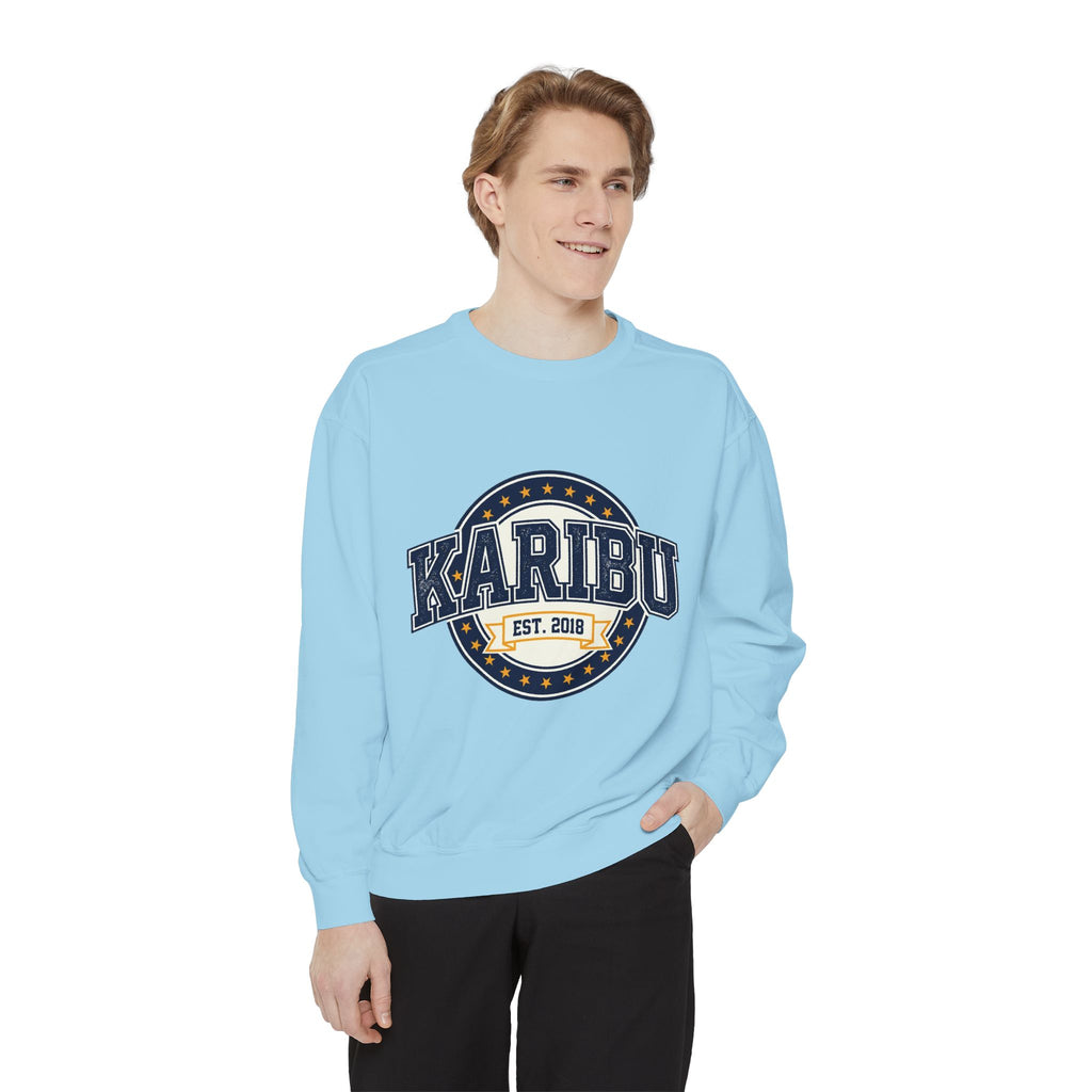 Karibu Crewneck Sweatshirt – Vintage Collegiate Est. 2018 Garment-Dyed Pullover