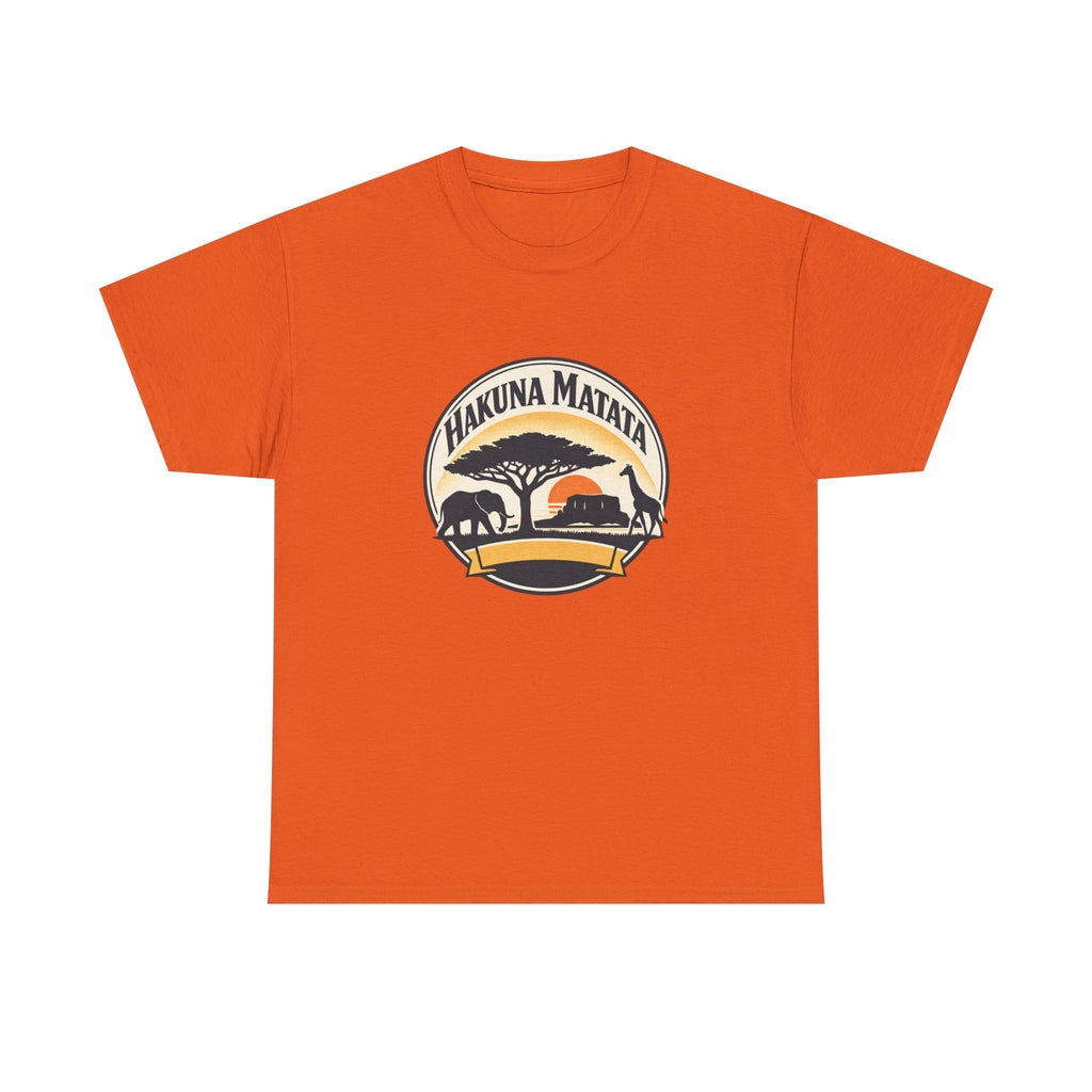 Hakuna Matata Safari T-Shirt — Vintage Sunset Elephant & Acacia Tree Tee