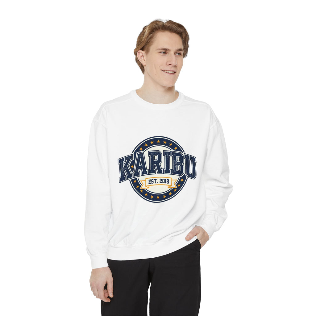 Karibu Crewneck Sweatshirt – Vintage Collegiate Est. 2018 Garment-Dyed Pullover
