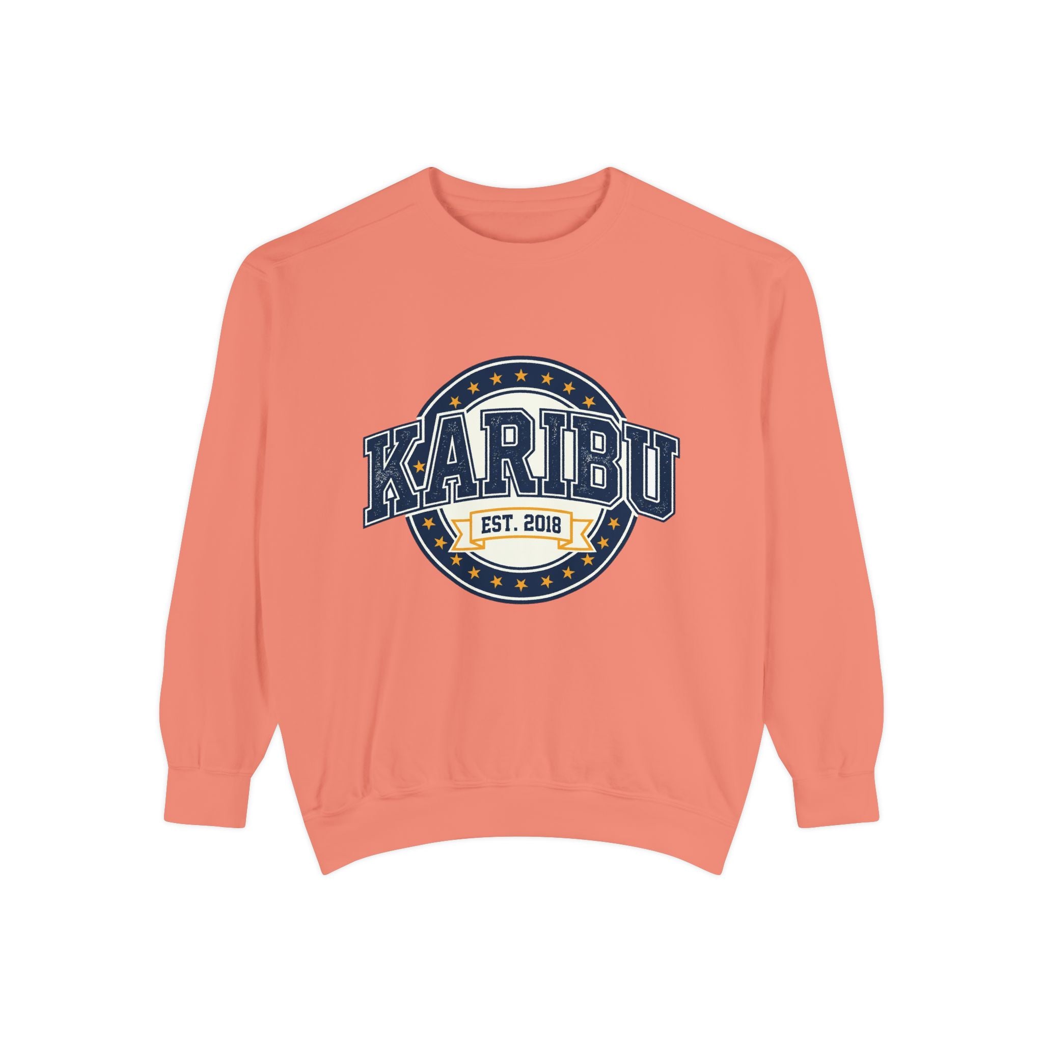 Karibu Crewneck Sweatshirt – Vintage Collegiate Est. 2018 Garment-Dyed Pullover