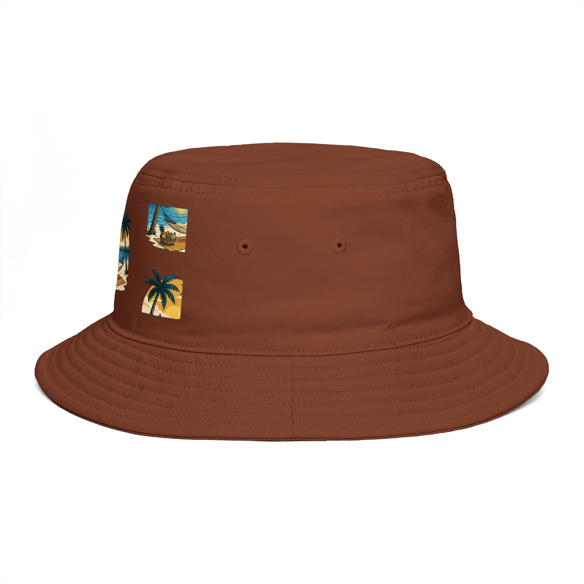 Tropical Palm Bucket Hat — Vintage Beach Sunset Design