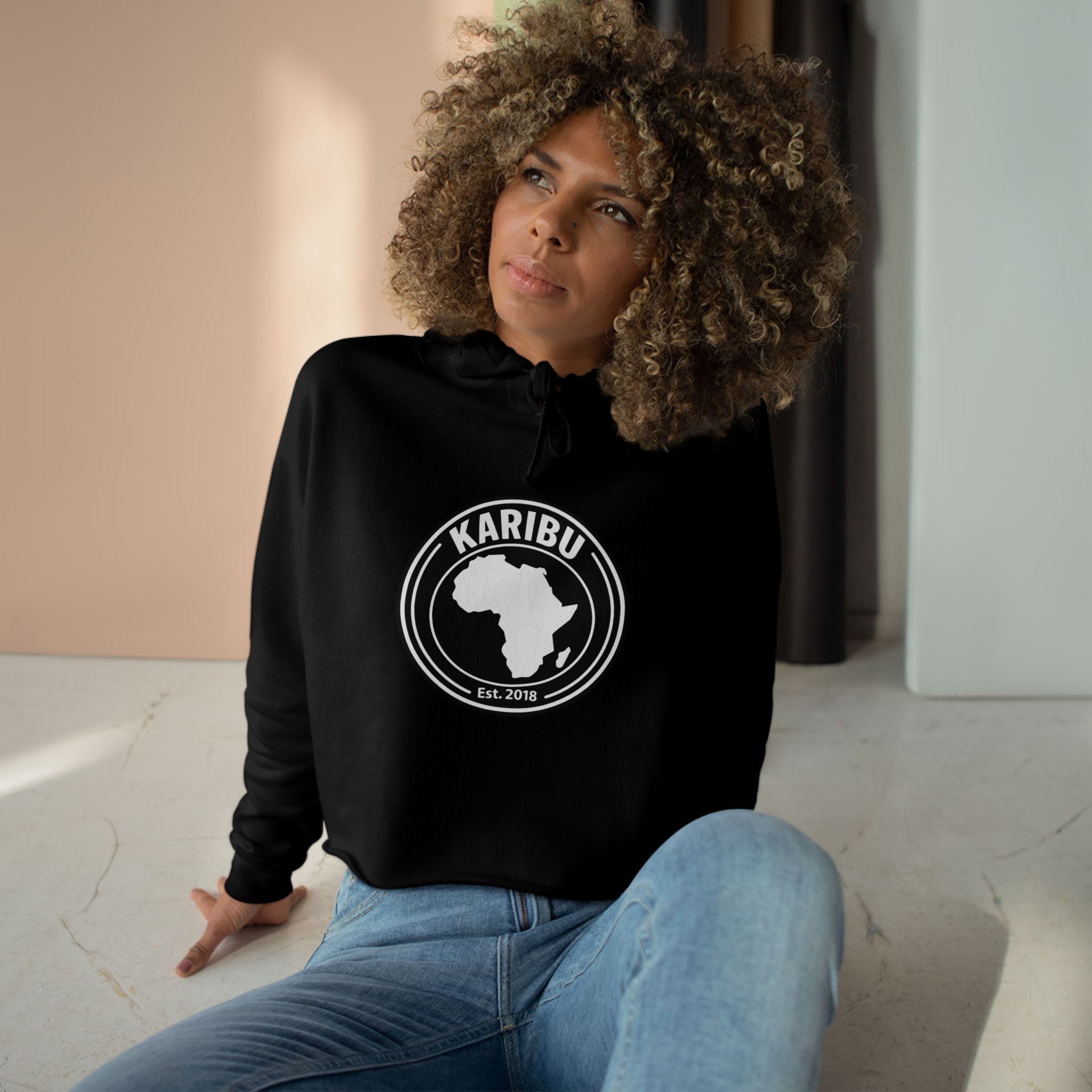Crop Hoodie Karibu Africa Theme
