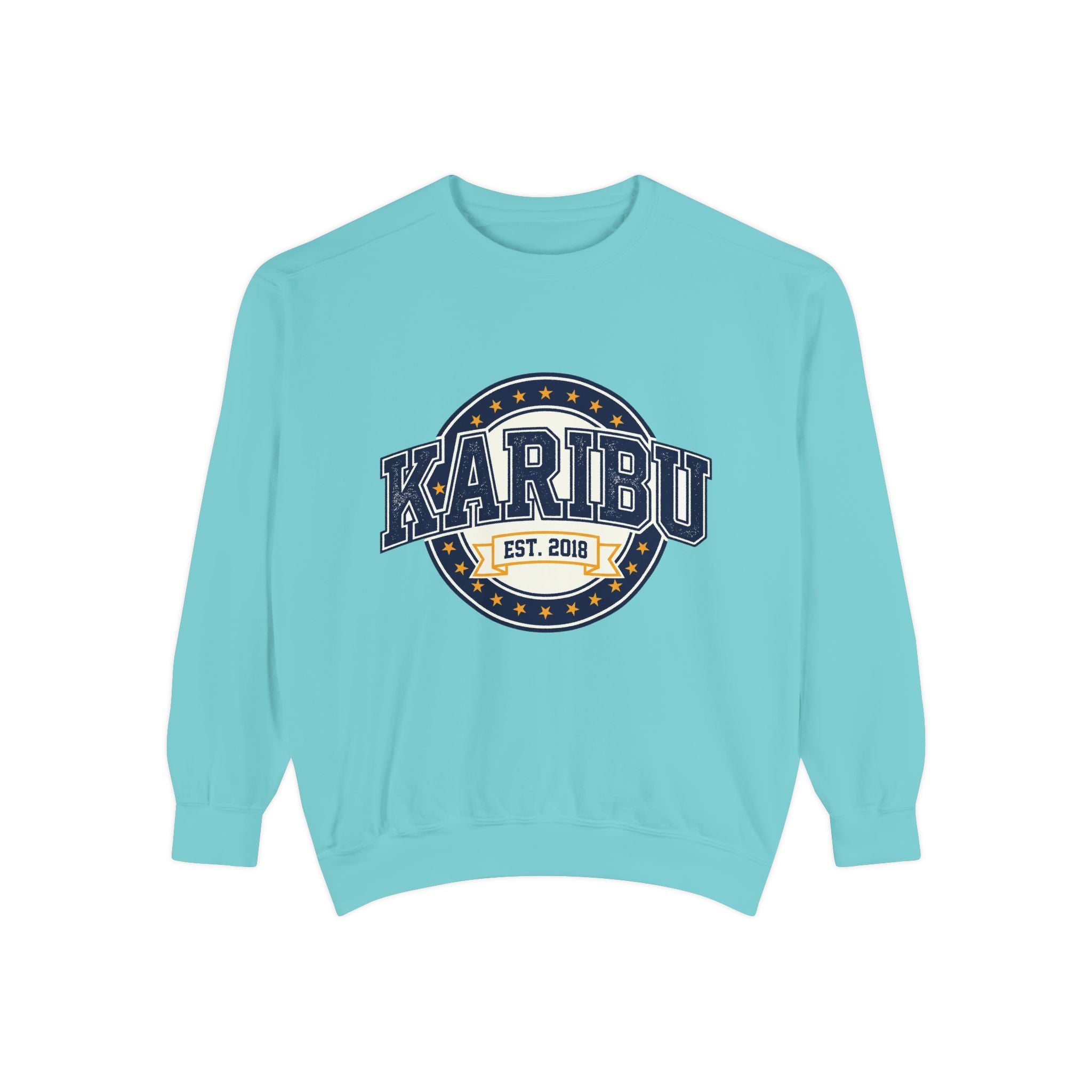 Karibu Crewneck Sweatshirt – Vintage Collegiate Est. 2018 Garment-Dyed Pullover