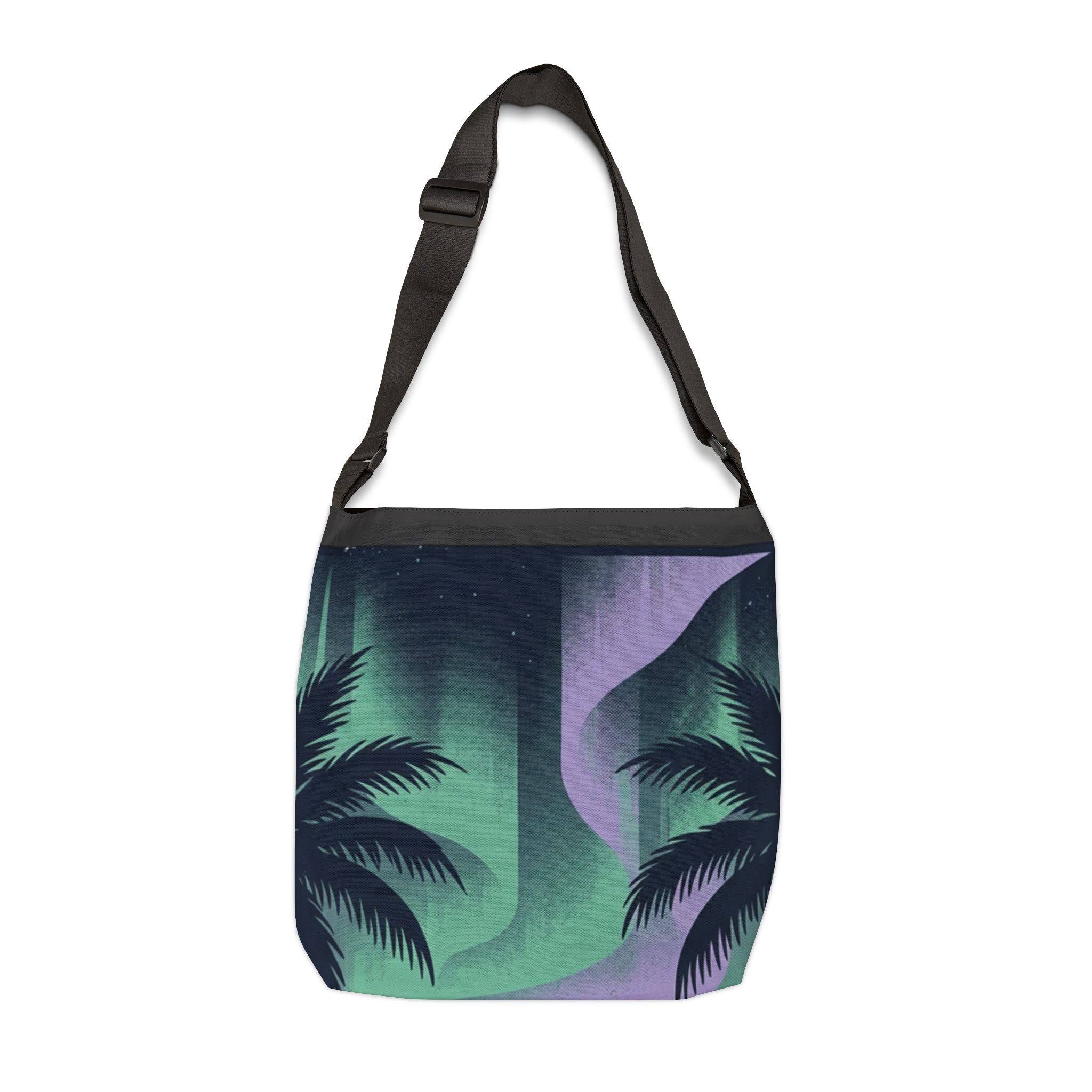 Aurora Palm Beach Tote — Adjustable Tropical Northern Lights Beach Bag