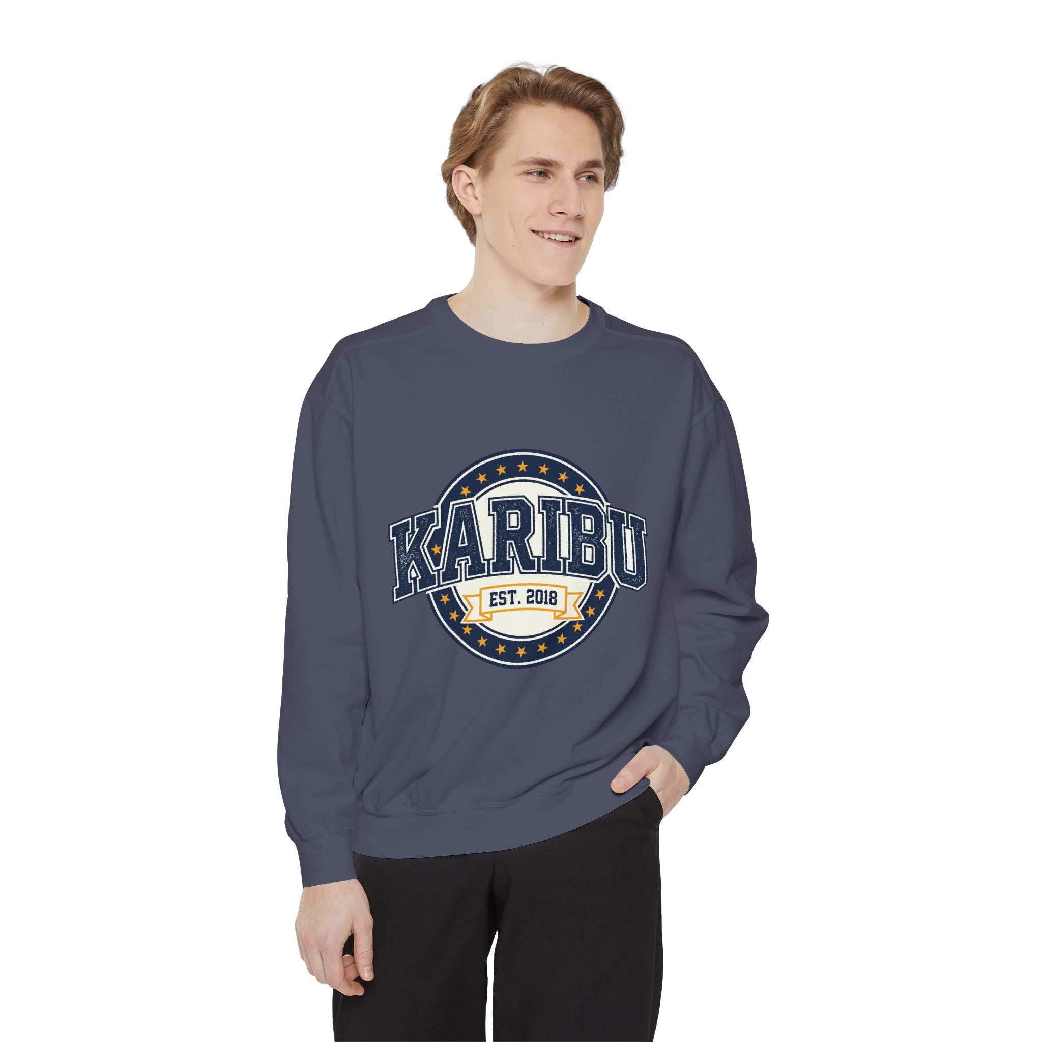 Karibu Crewneck Sweatshirt – Vintage Collegiate Est. 2018 Garment-Dyed Pullover