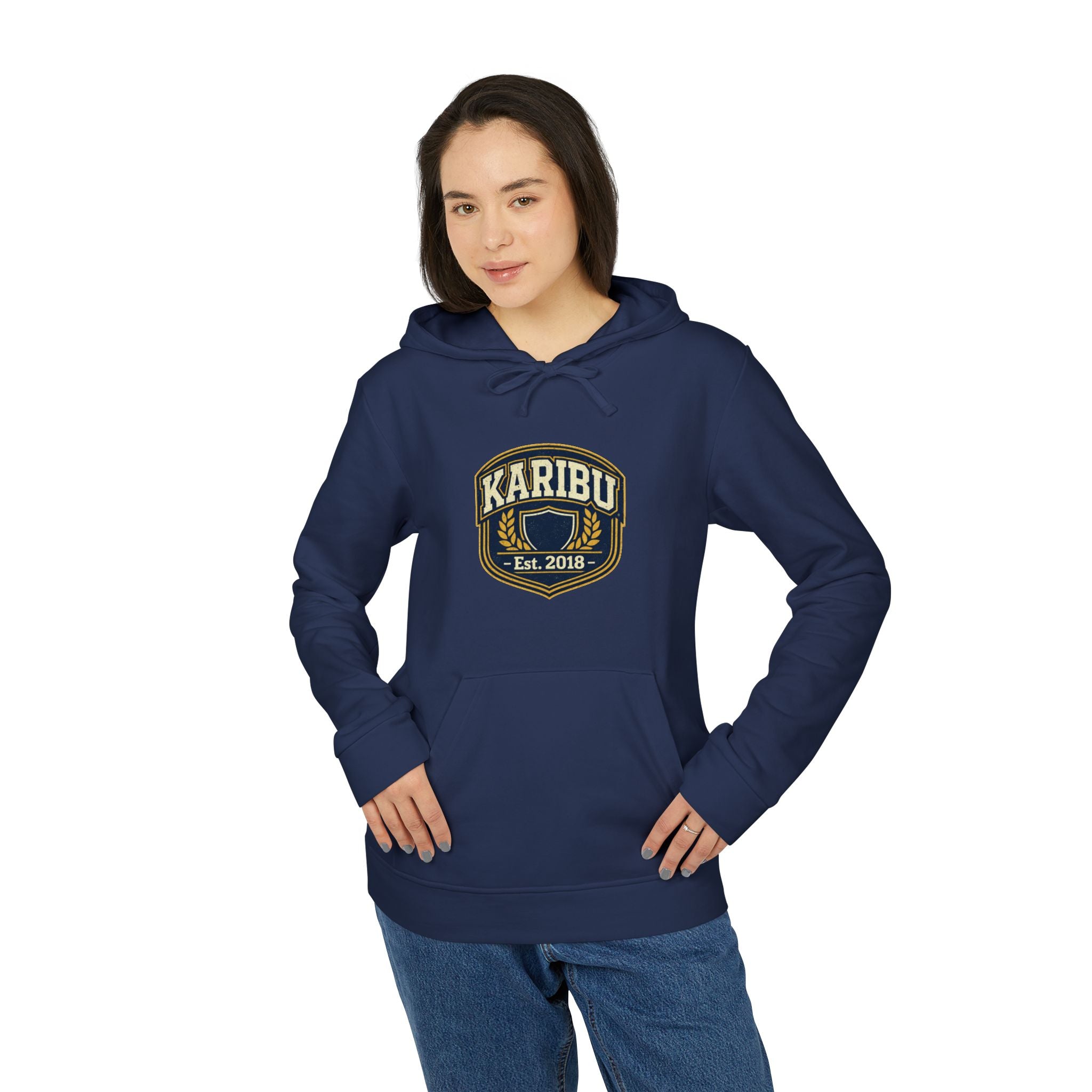 Karibu Est. 2018 Hoodie – Retro Patch Logo Fleece Hoodie