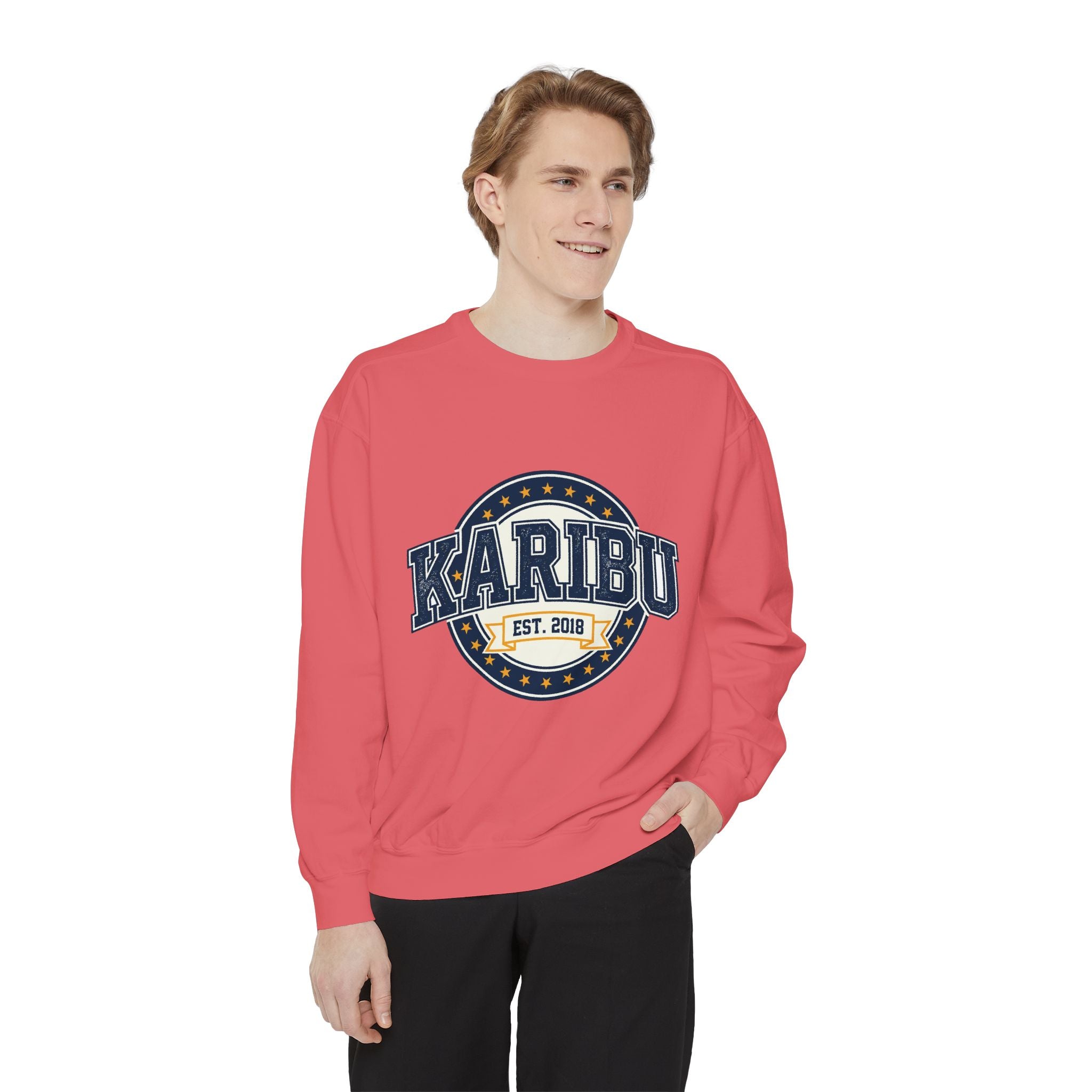 Karibu Crewneck Sweatshirt – Vintage Collegiate Est. 2018 Garment-Dyed Pullover