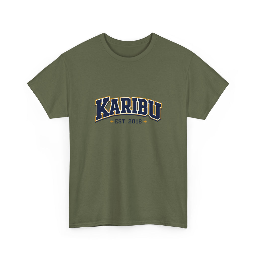 Karibu Est. 2018 Graphic Tee — Vintage Collegiate White T‑Shirt