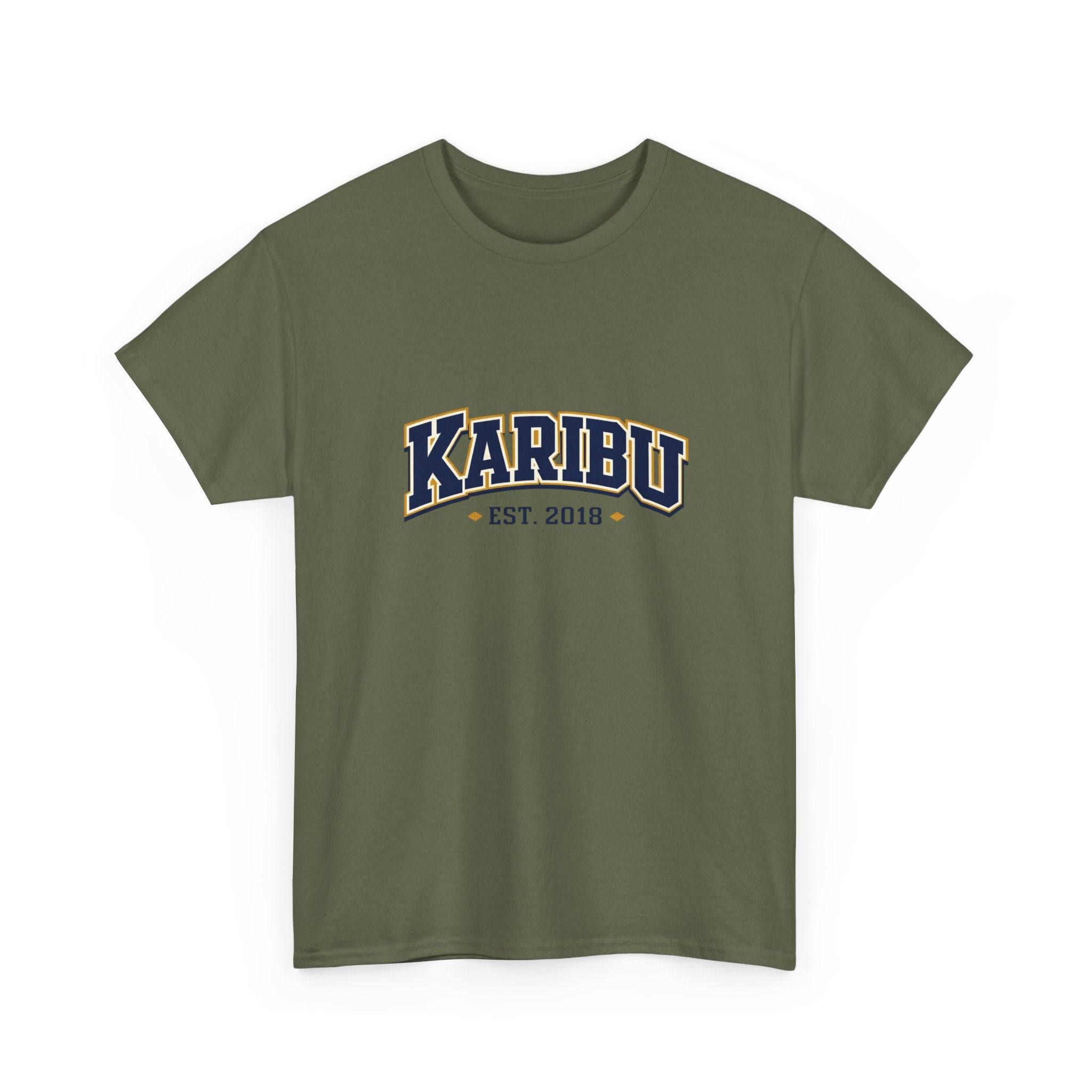 Karibu Est. 2018 Graphic Tee — Vintage Collegiate White T‑Shirt