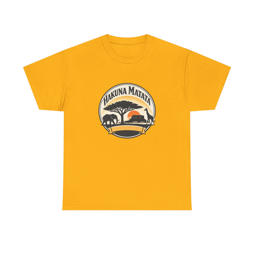 Hakuna Matata Safari T-Shirt — Vintage Sunset Elephant & Acacia Tree Tee