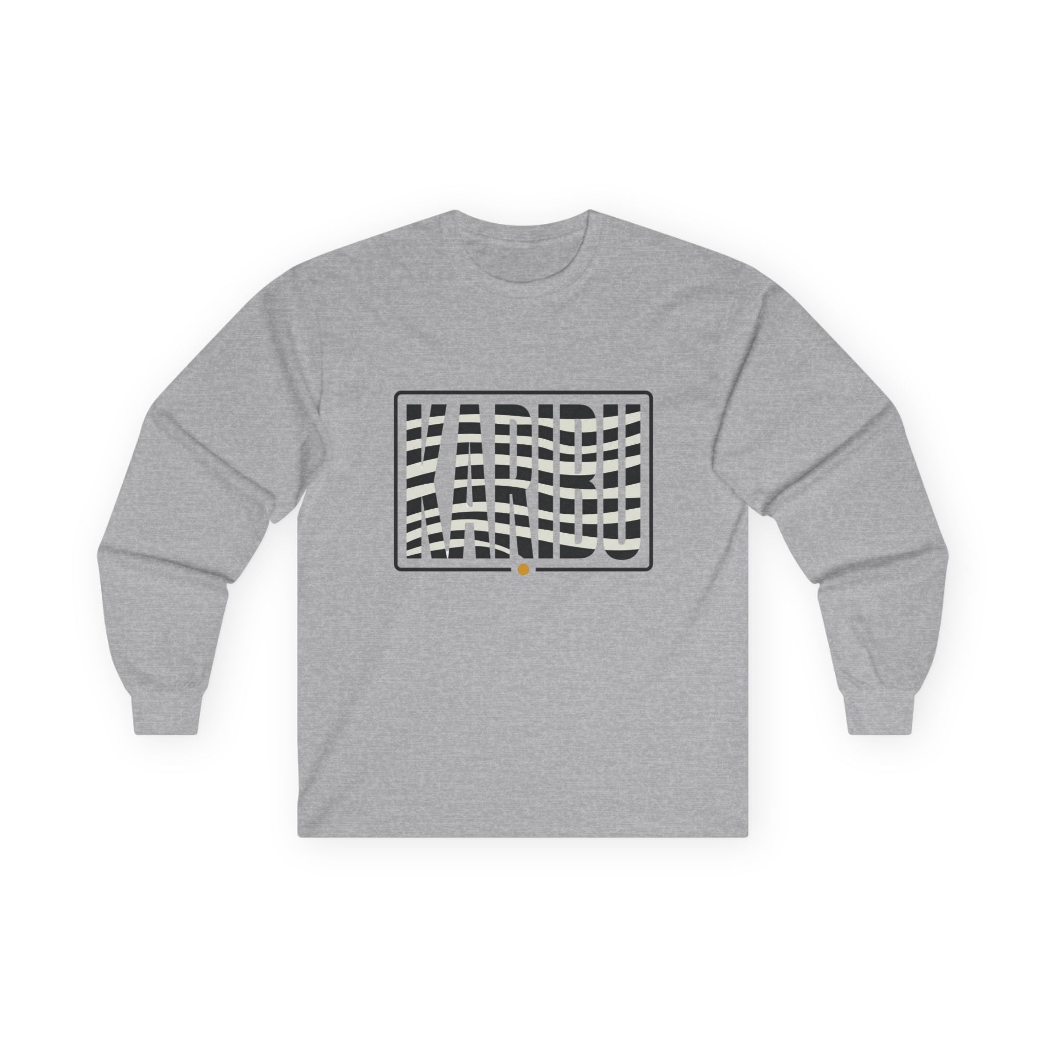 Optical Wave Long Sleeve Tee — Black Grid Illusion Design