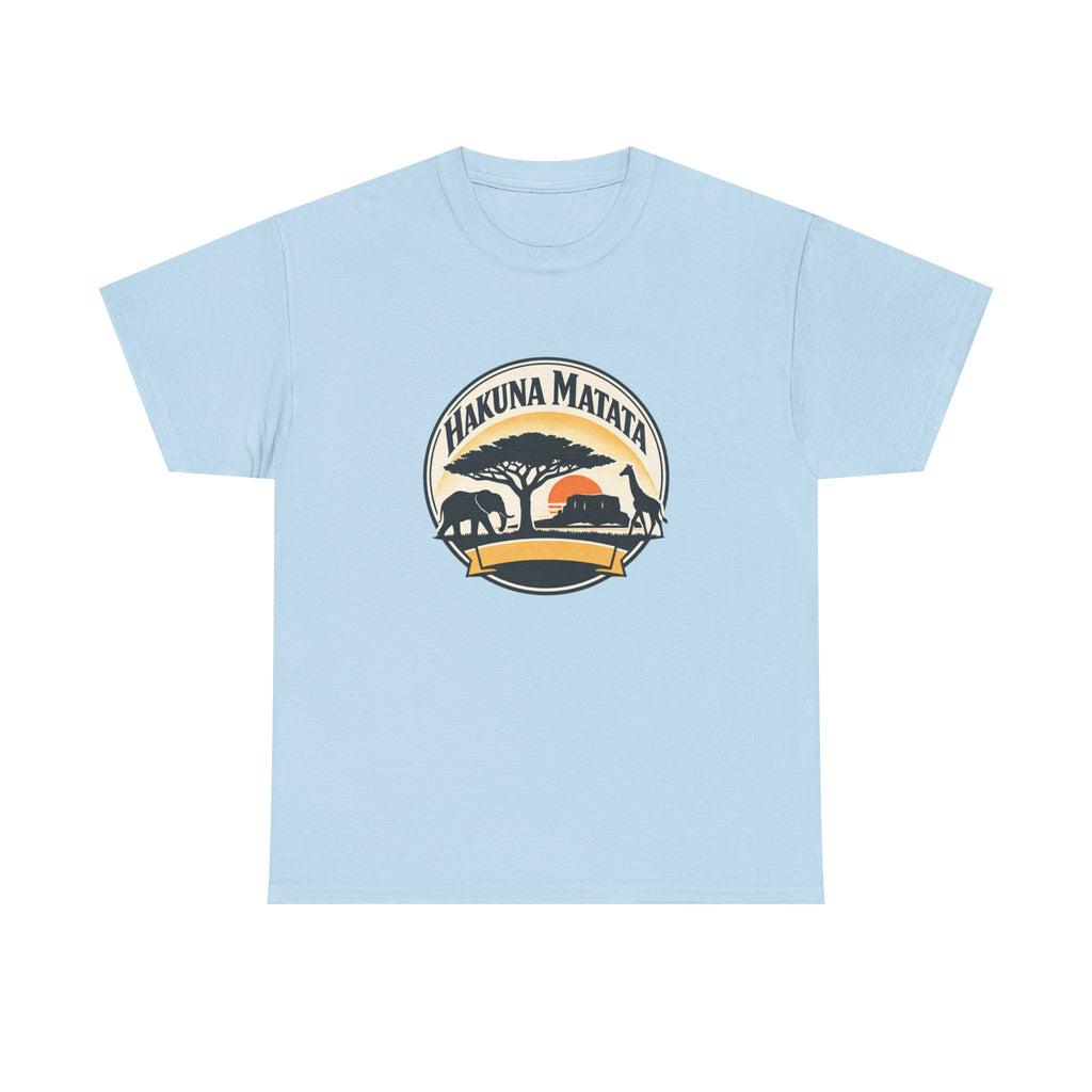 Hakuna Matata Safari T-Shirt — Vintage Sunset Elephant & Acacia Tree Tee