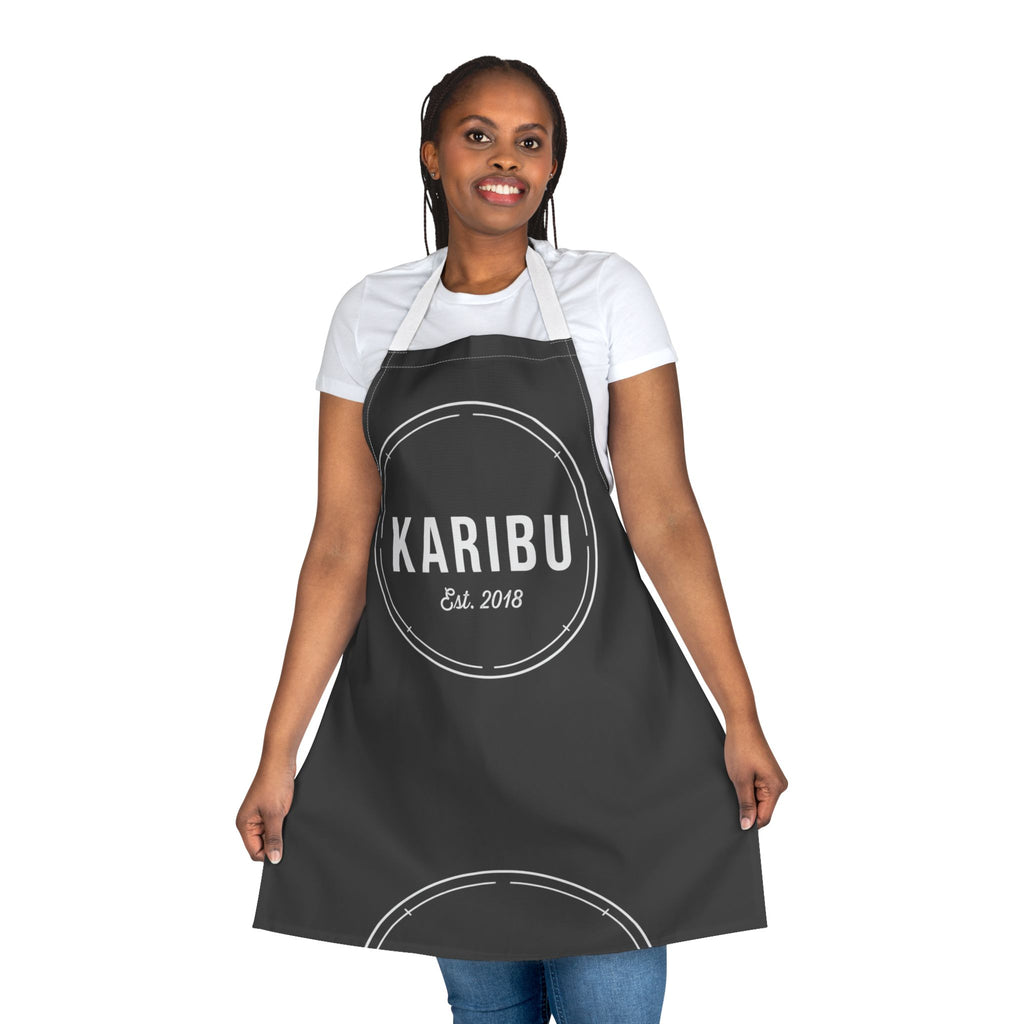 Karibu Est. 2018 Grey Kitchen Apron — Personalized Welcome Chef Apron