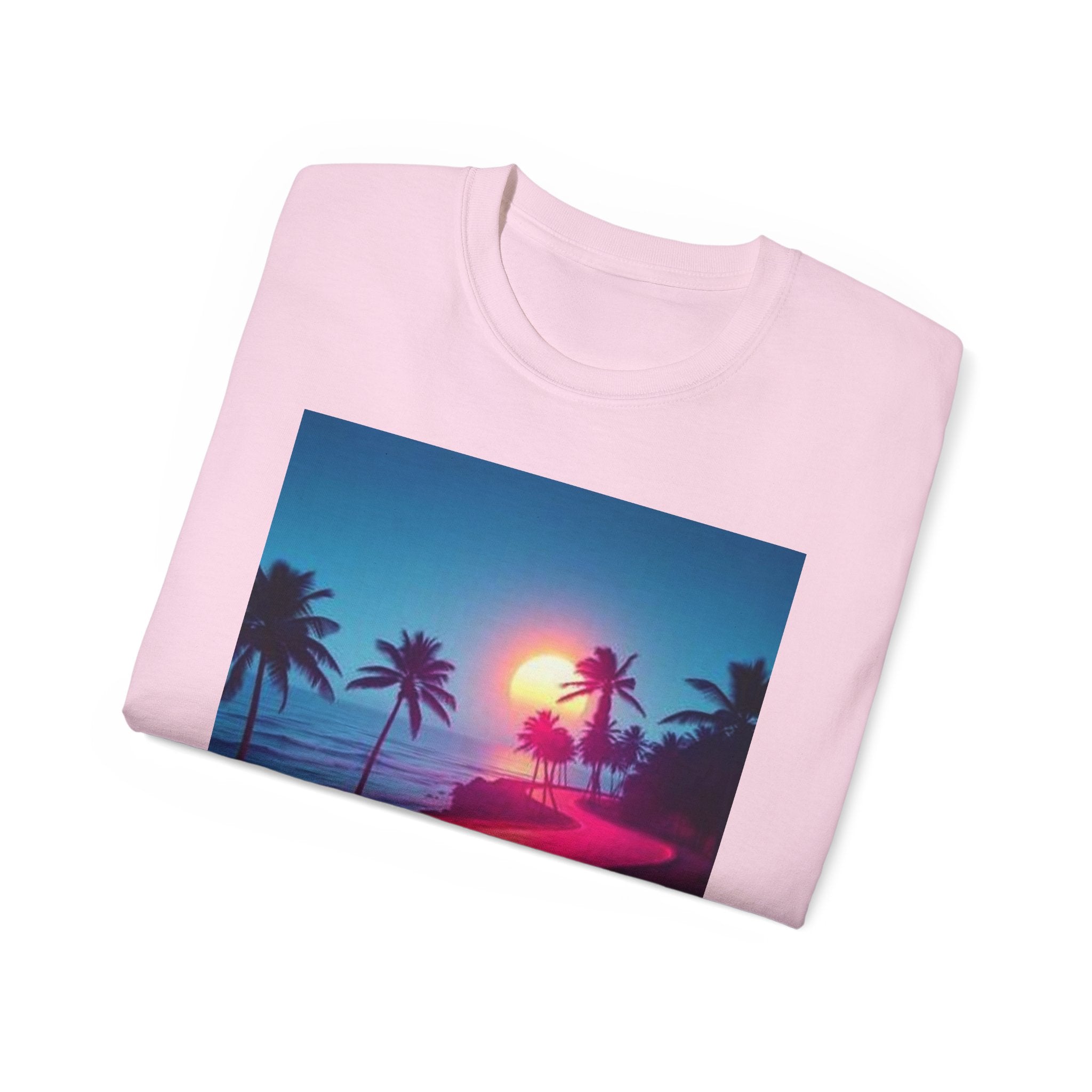 Retro Sunset Road T-Shirt — Neon Palm Beach Vibe