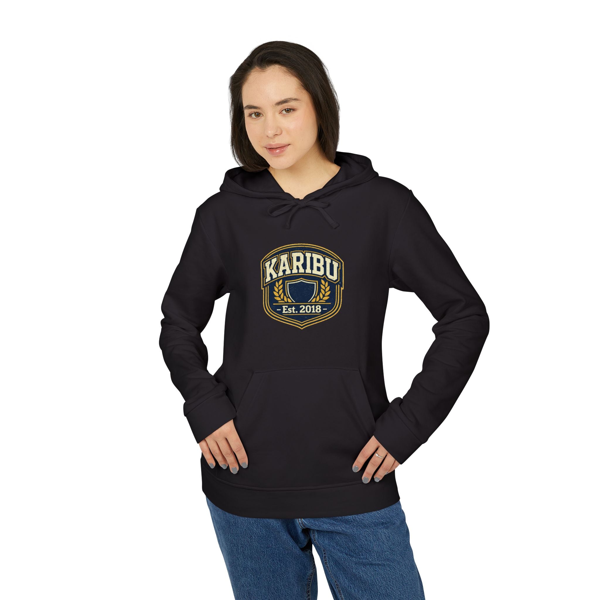 Karibu Est. 2018 Hoodie – Retro Patch Logo Fleece Hoodie