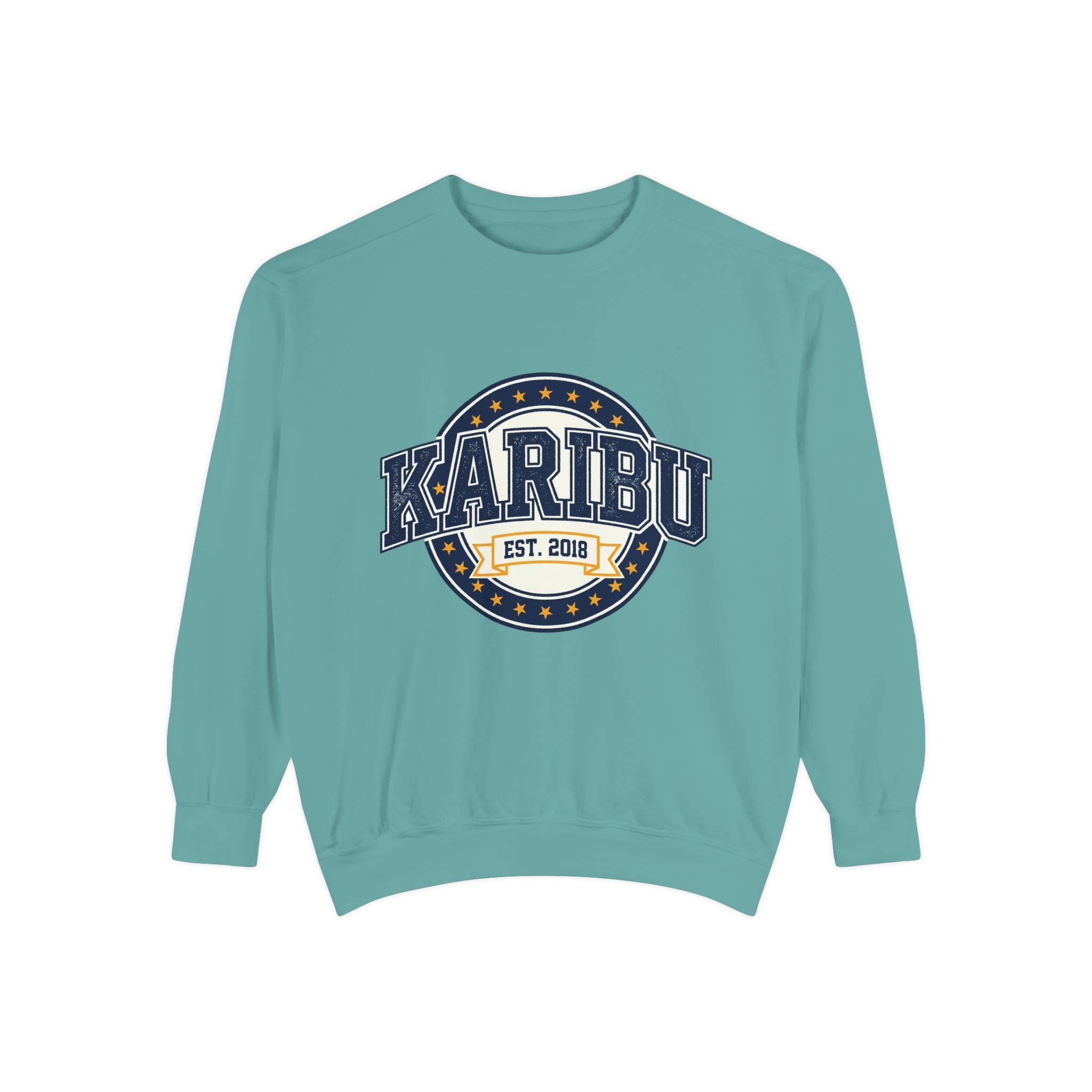 Karibu Crewneck Sweatshirt – Vintage Collegiate Est. 2018 Garment-Dyed Pullover