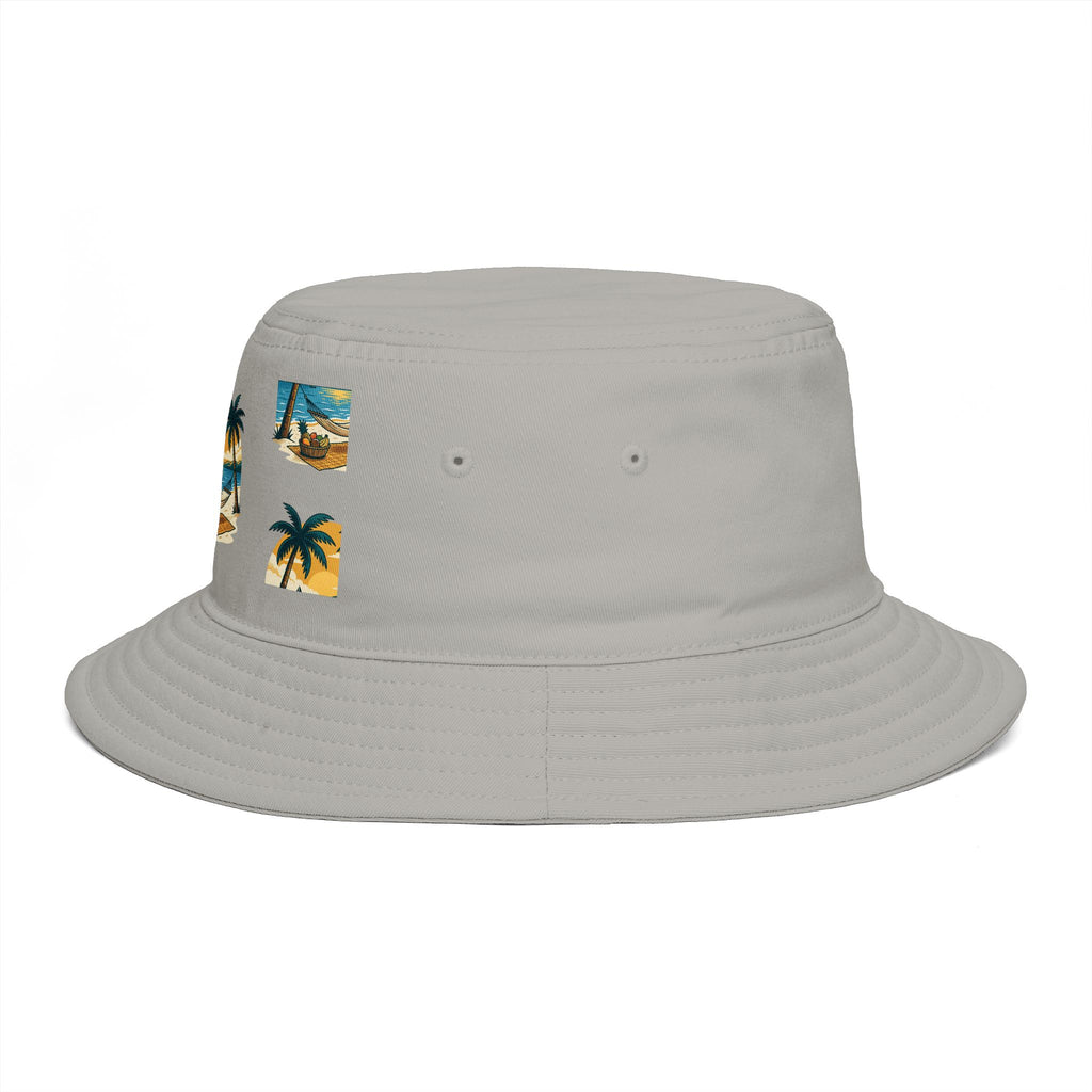 Tropical Palm Bucket Hat — Vintage Beach Sunset Design