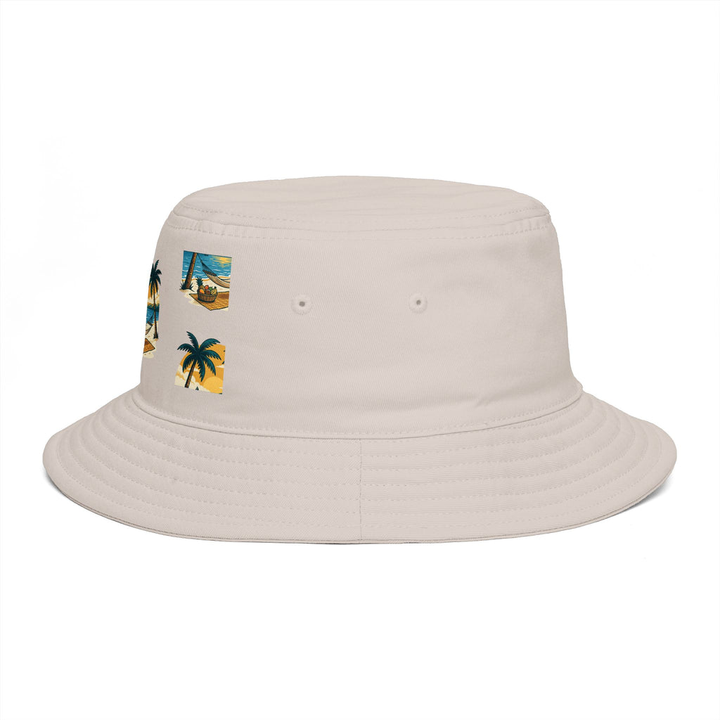 Tropical Palm Bucket Hat — Vintage Beach Sunset Design
