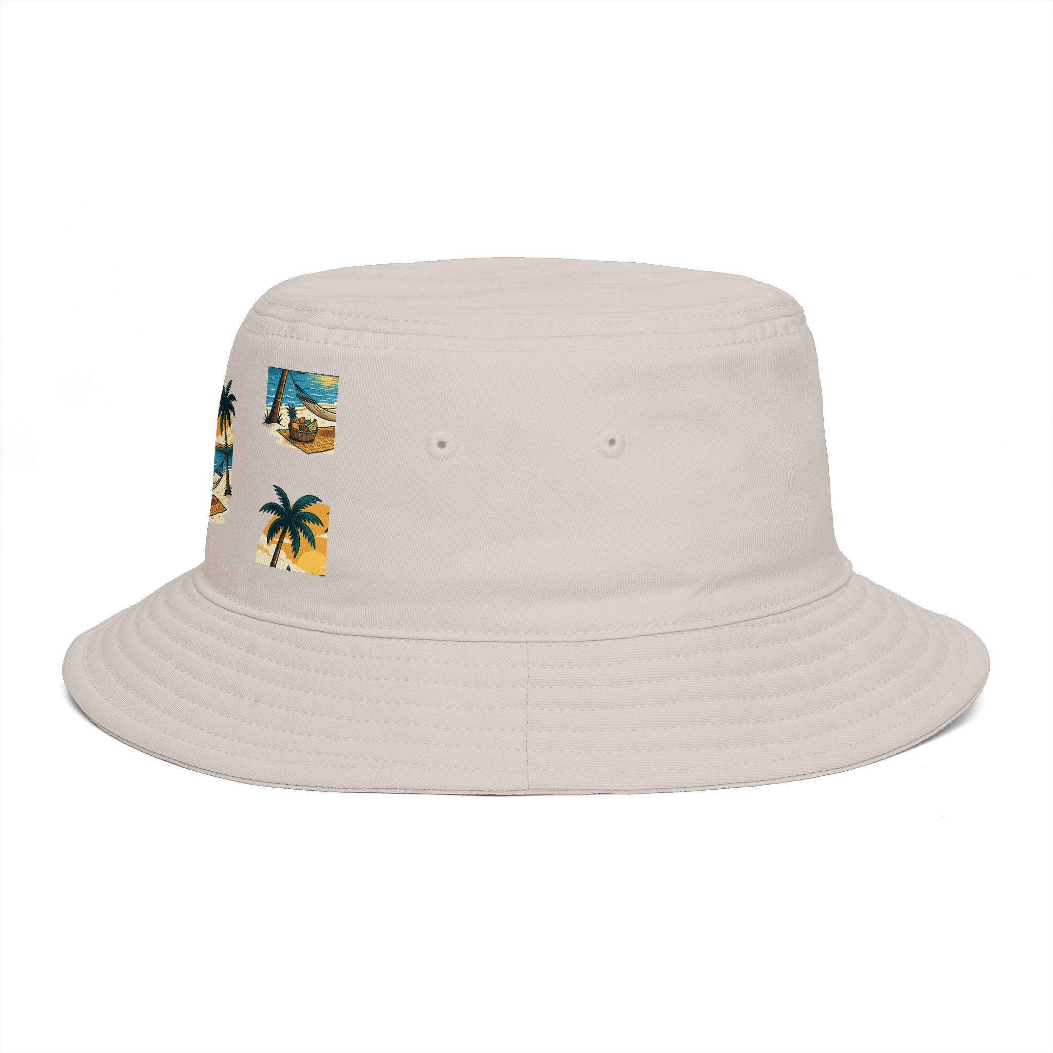 Tropical Palm Bucket Hat — Vintage Beach Sunset Design