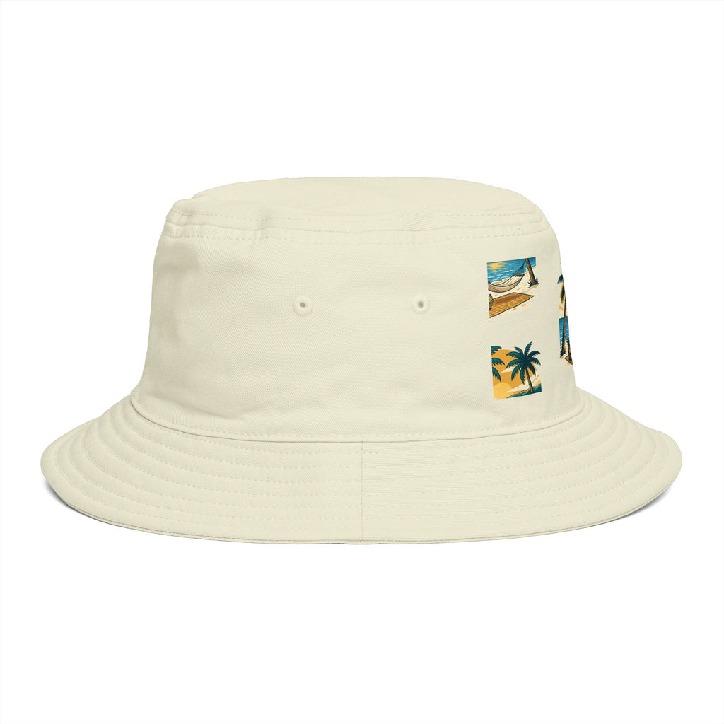 Tropical Palm Bucket Hat — Vintage Beach Sunset Design